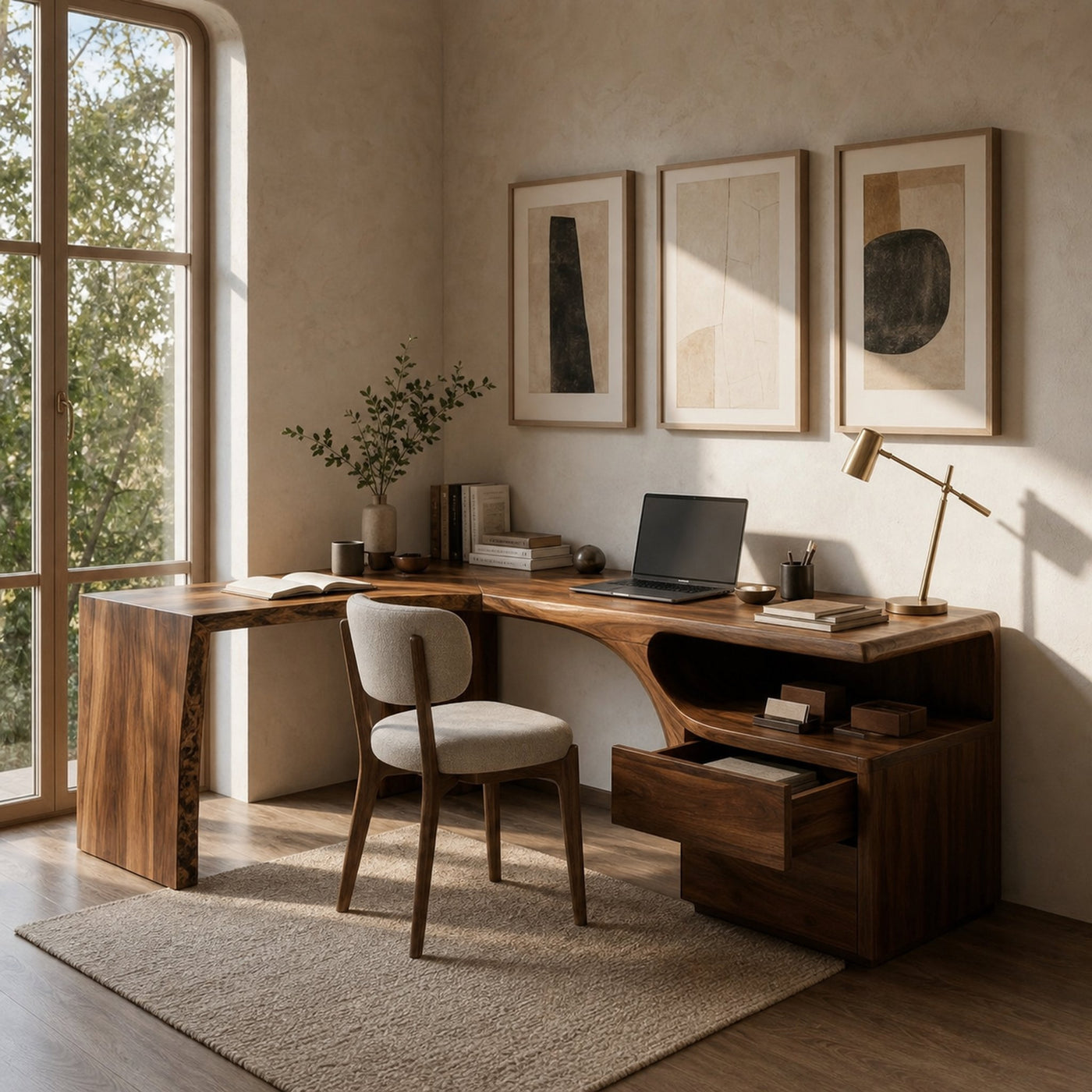 Minimalist Natural Wood L-Shaped Desk For Study Room - product view 6