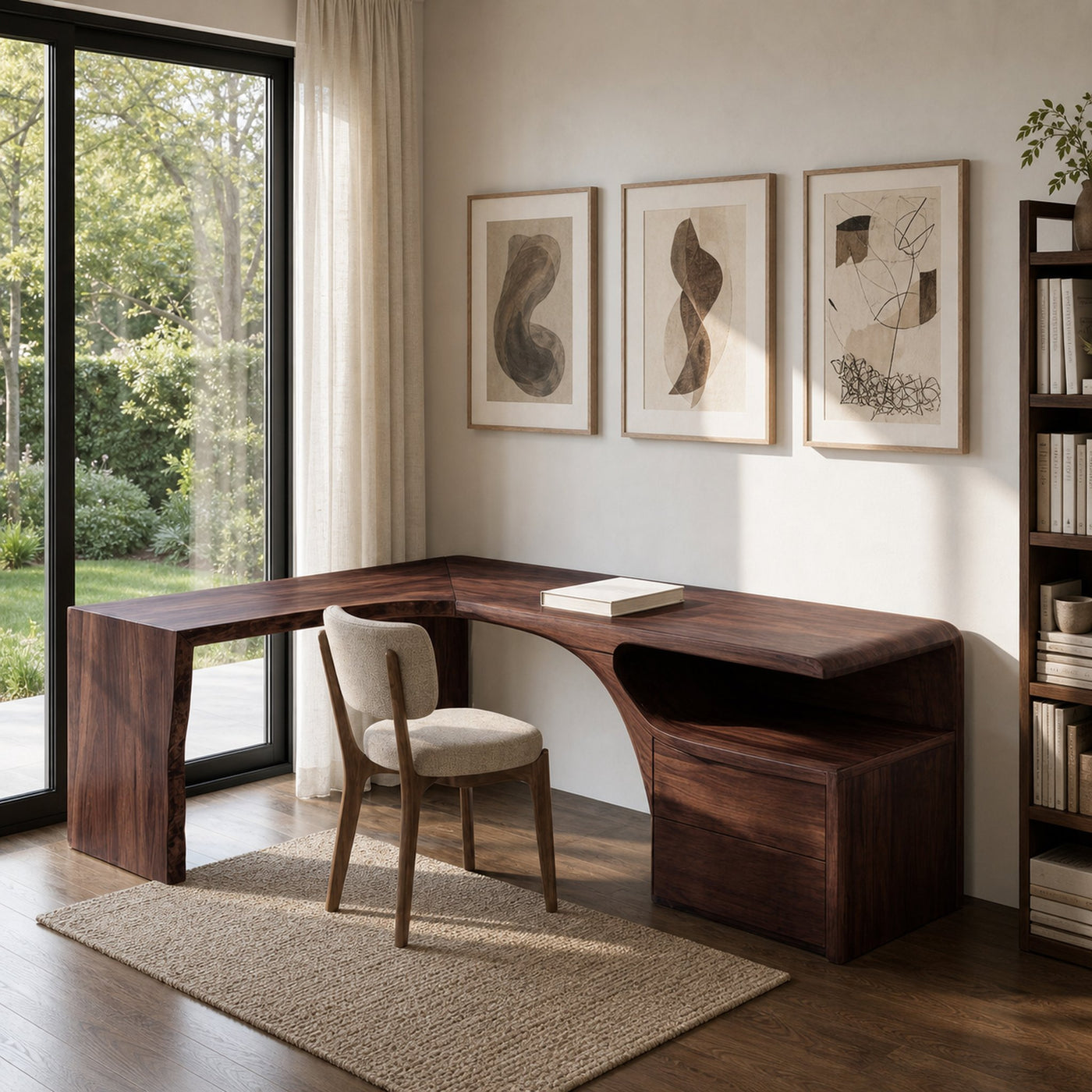 Minimalist Natural Wood L-Shaped Desk For Study Room - product view 7
