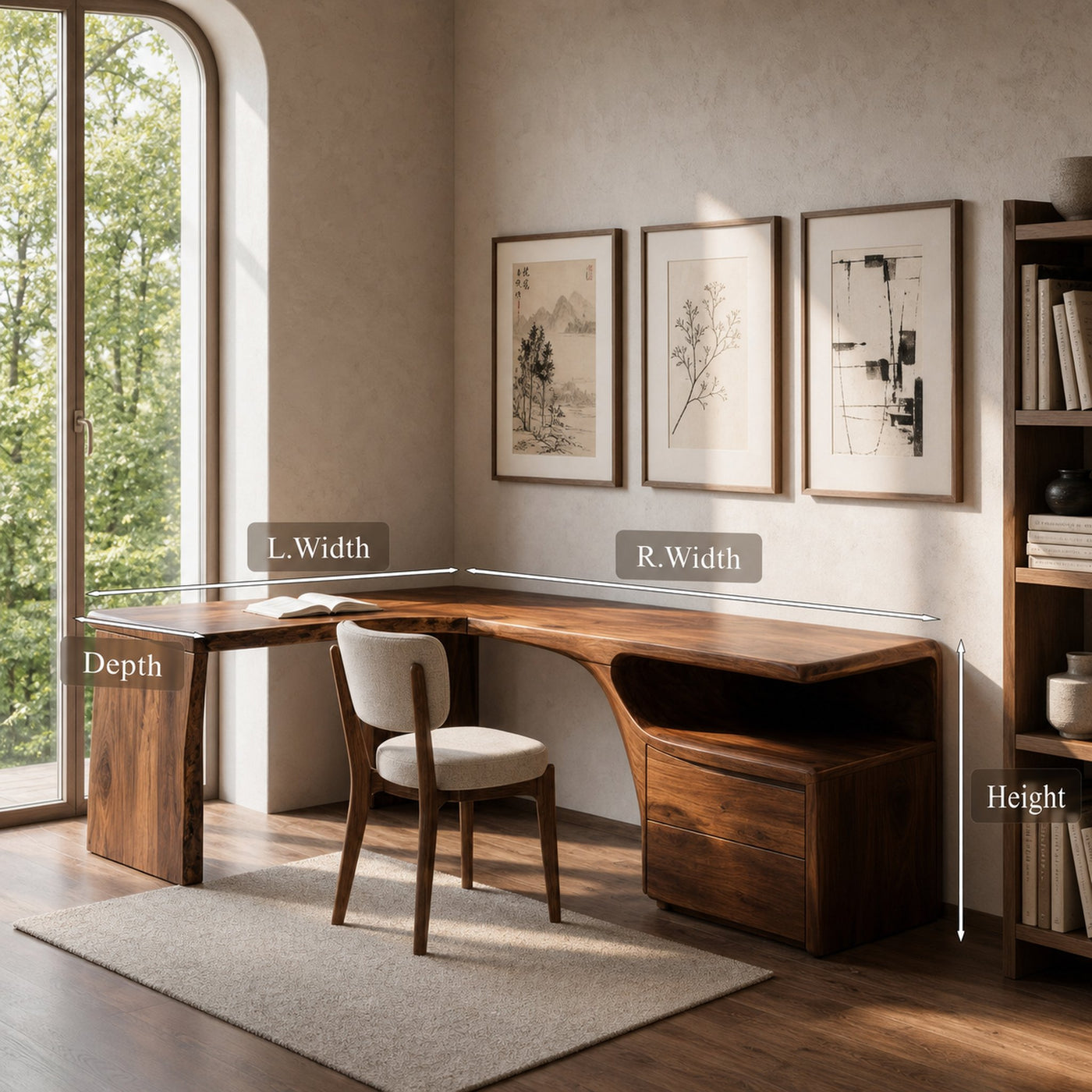Minimalist Natural Wood L-Shaped Desk For Study Room - product view 8