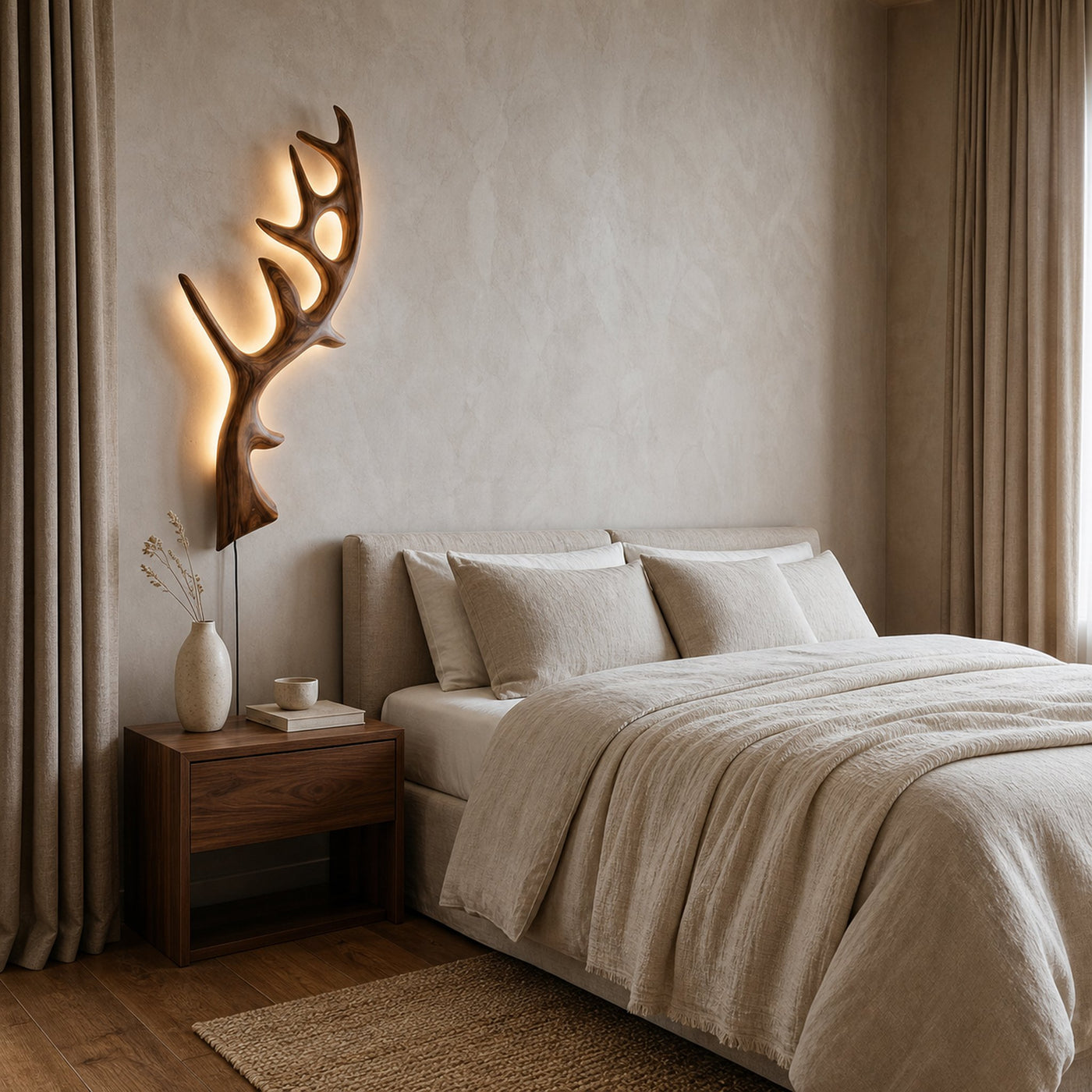 Minimalist Natural Wood Tree Wall Lamp For Bedroom Decor - product view 3