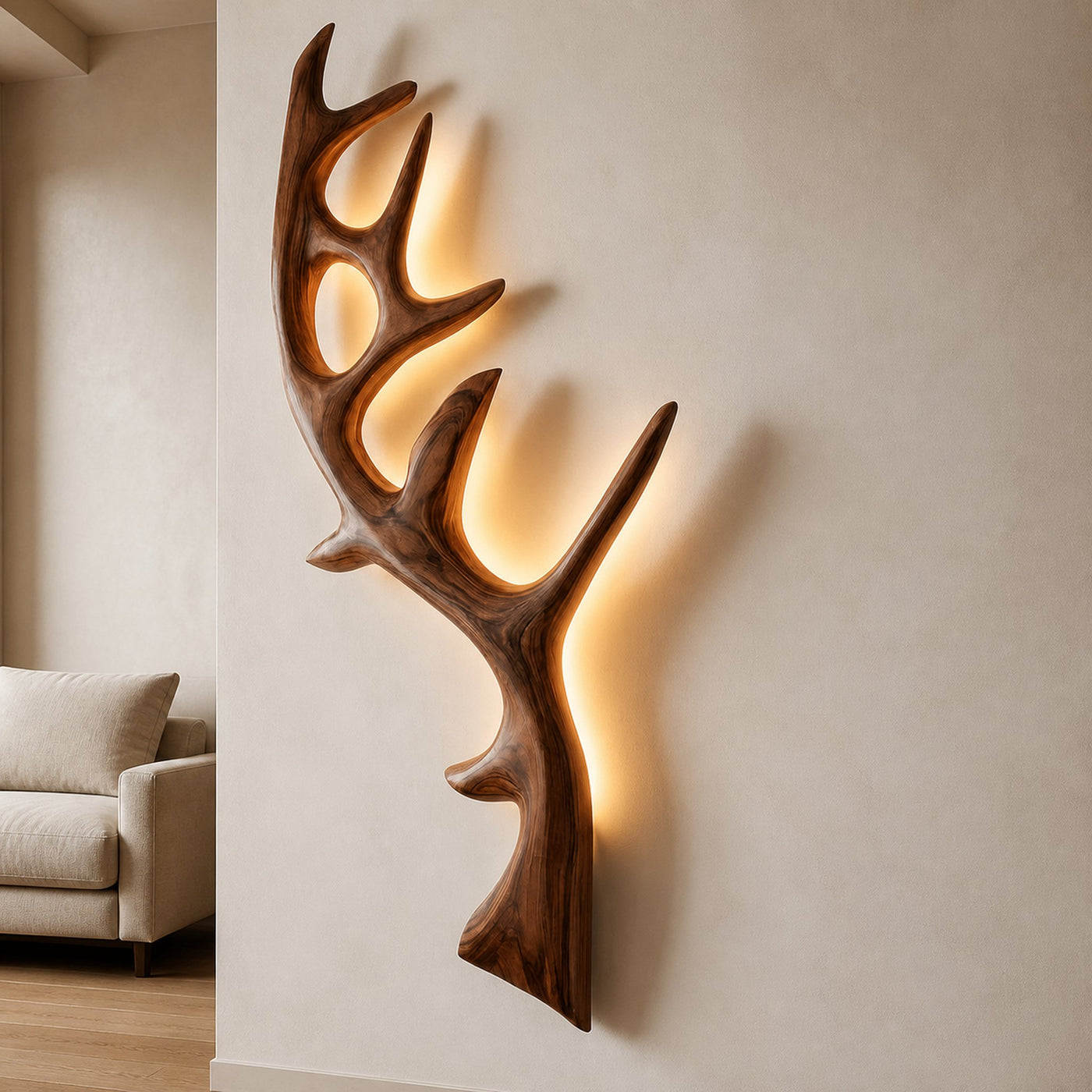 Minimalist Natural Wood Tree Wall Lamp For Bedroom Decor - product view 6