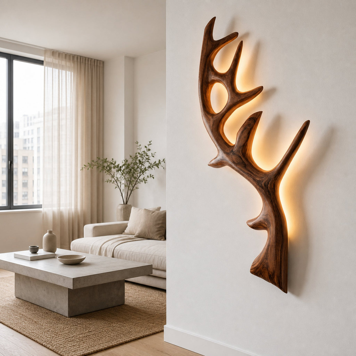 Minimalist Natural Wood Tree Wall Lamp For Bedroom Decor - product view 7