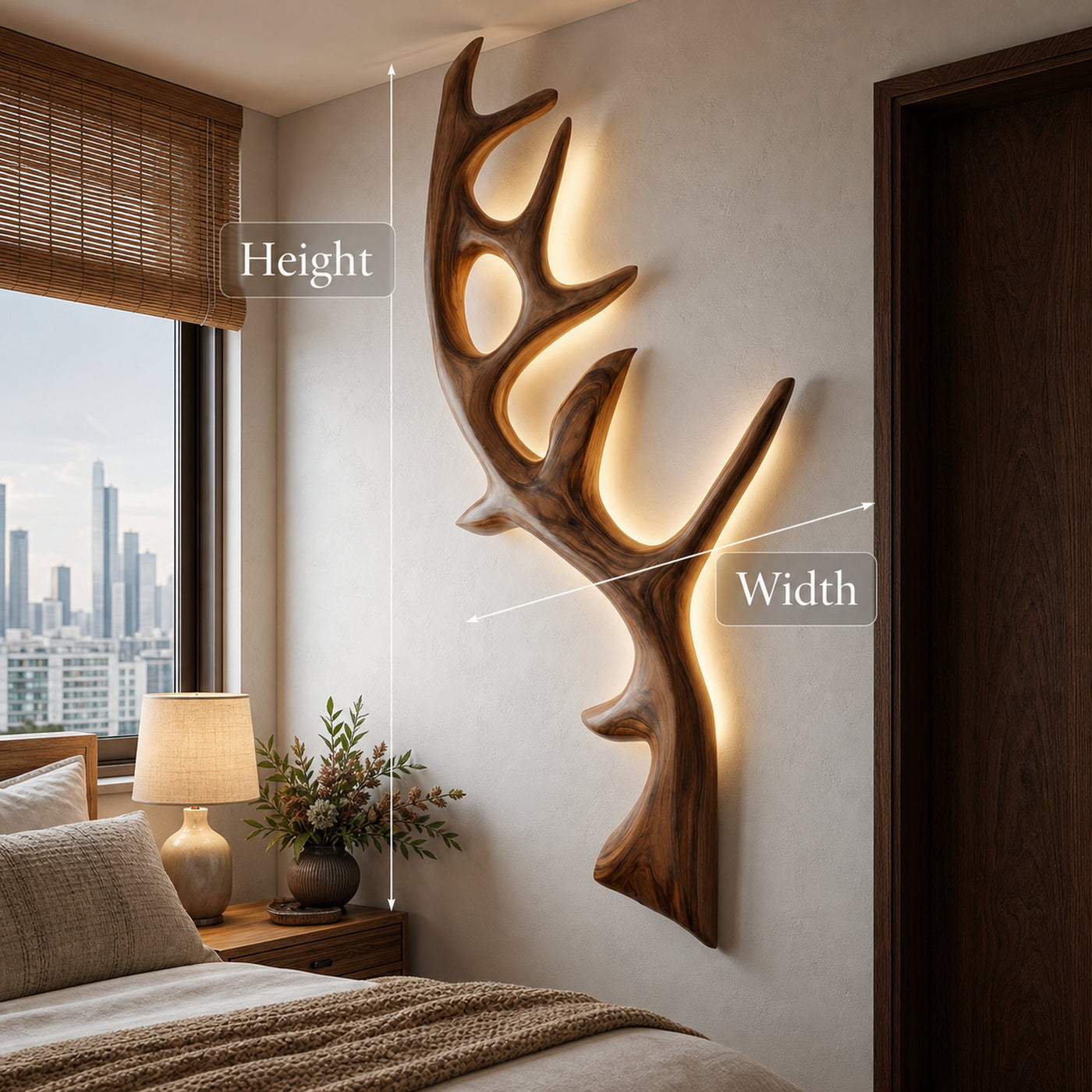 Minimalist Natural Wood Tree Wall Lamp For Bedroom Decor - product view 8