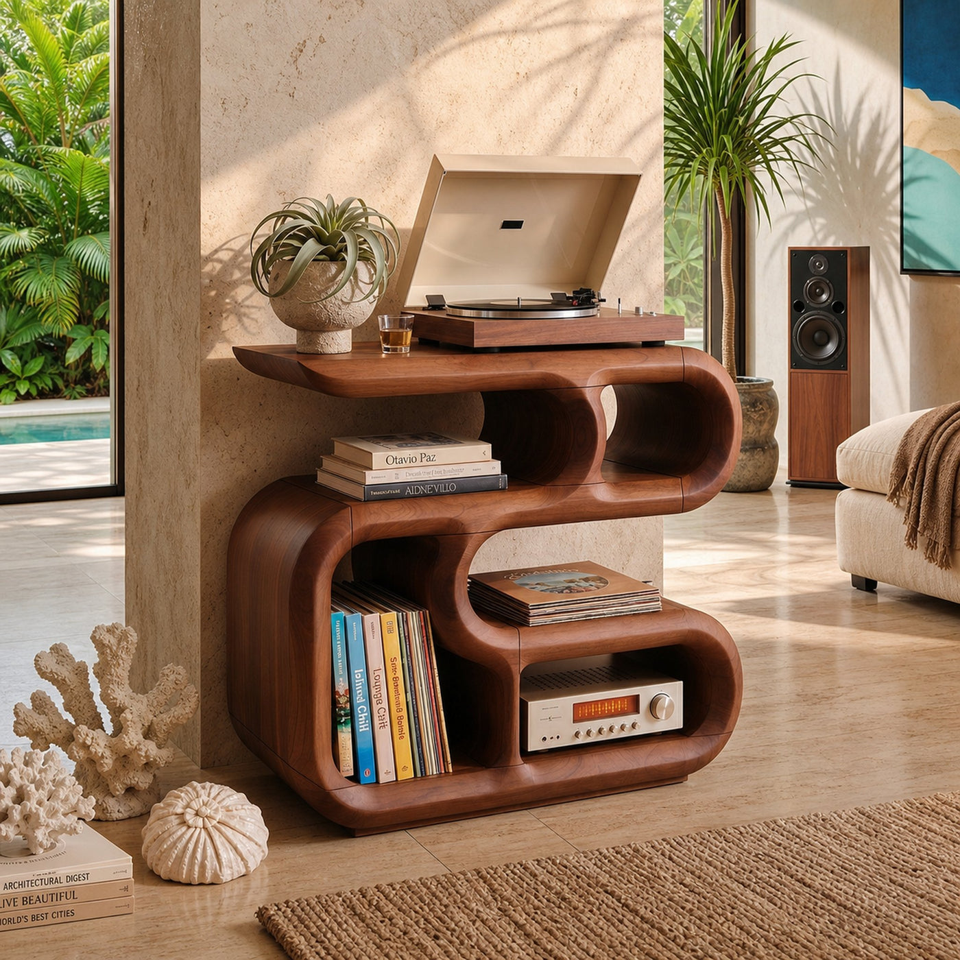 Minimalist Record Player Cabinet For Apartment Living Space