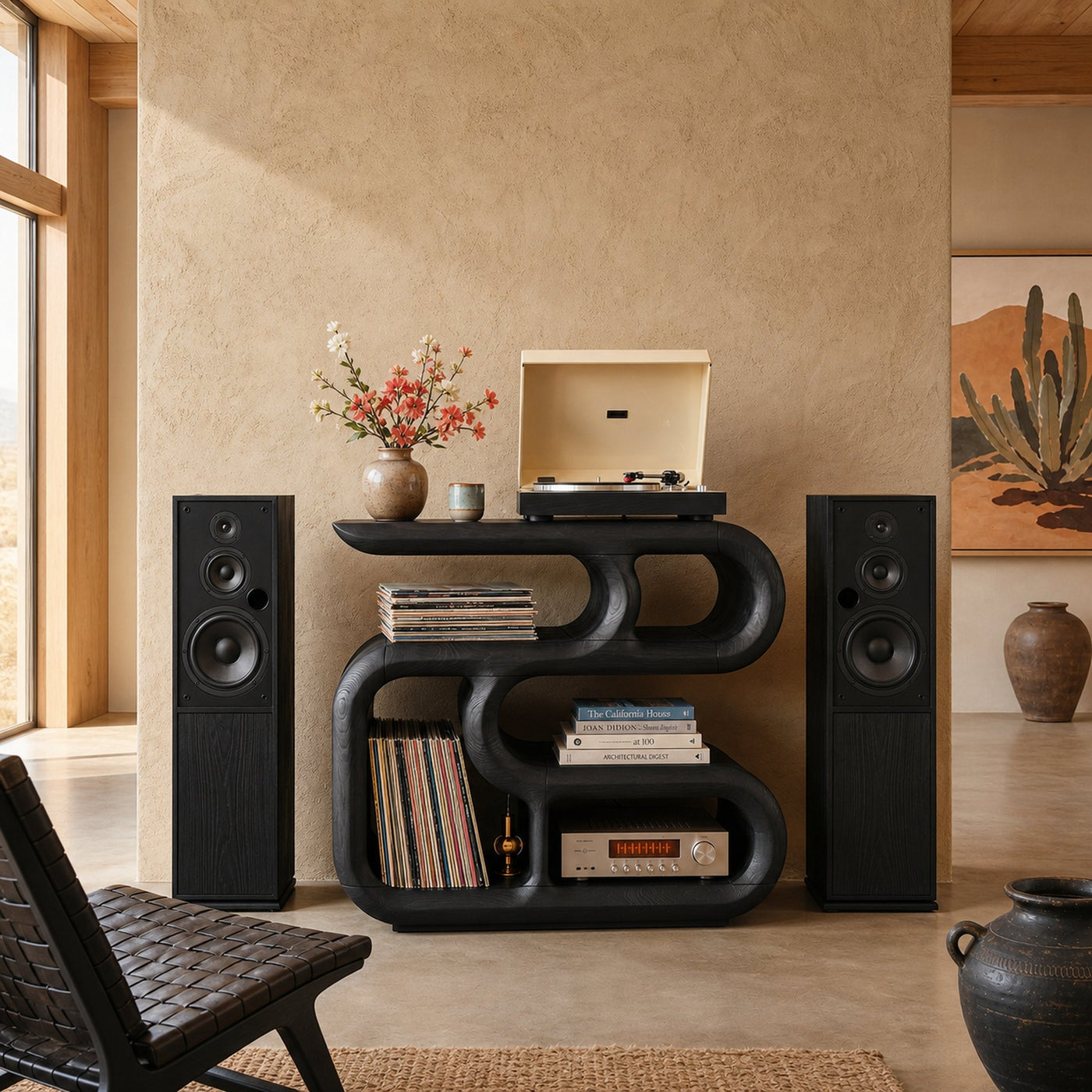 Minimalist Record Player Cabinet For Apartment Living Space - product view 4