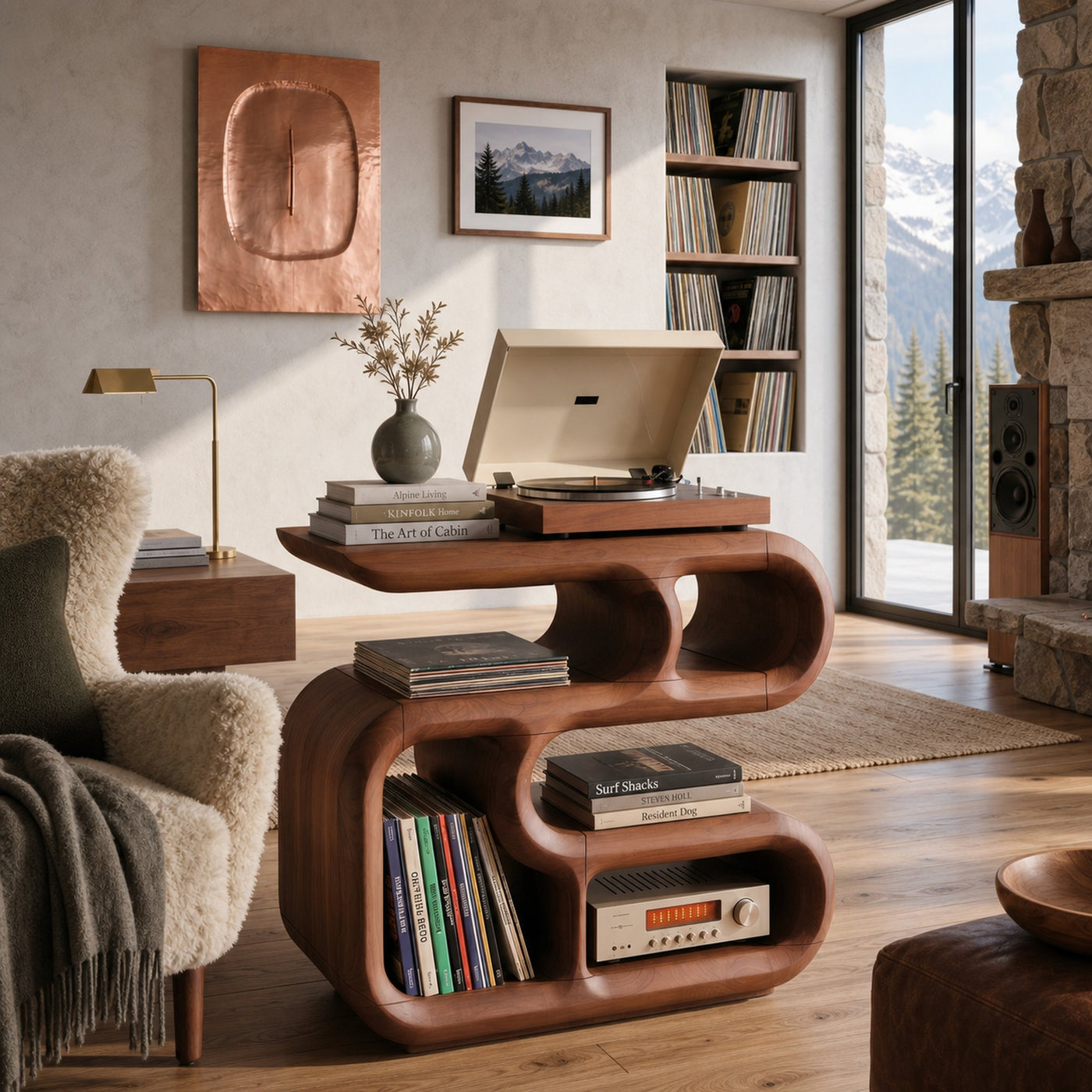 Minimalist Record Player Cabinet For Apartment Living Space - product view 6