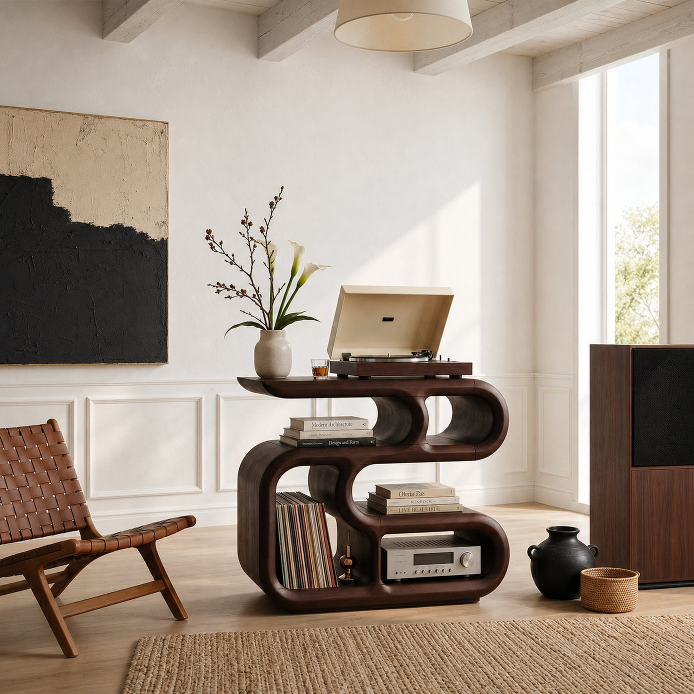 Minimalist Record Player Cabinet For Apartment Living Space - product view 7