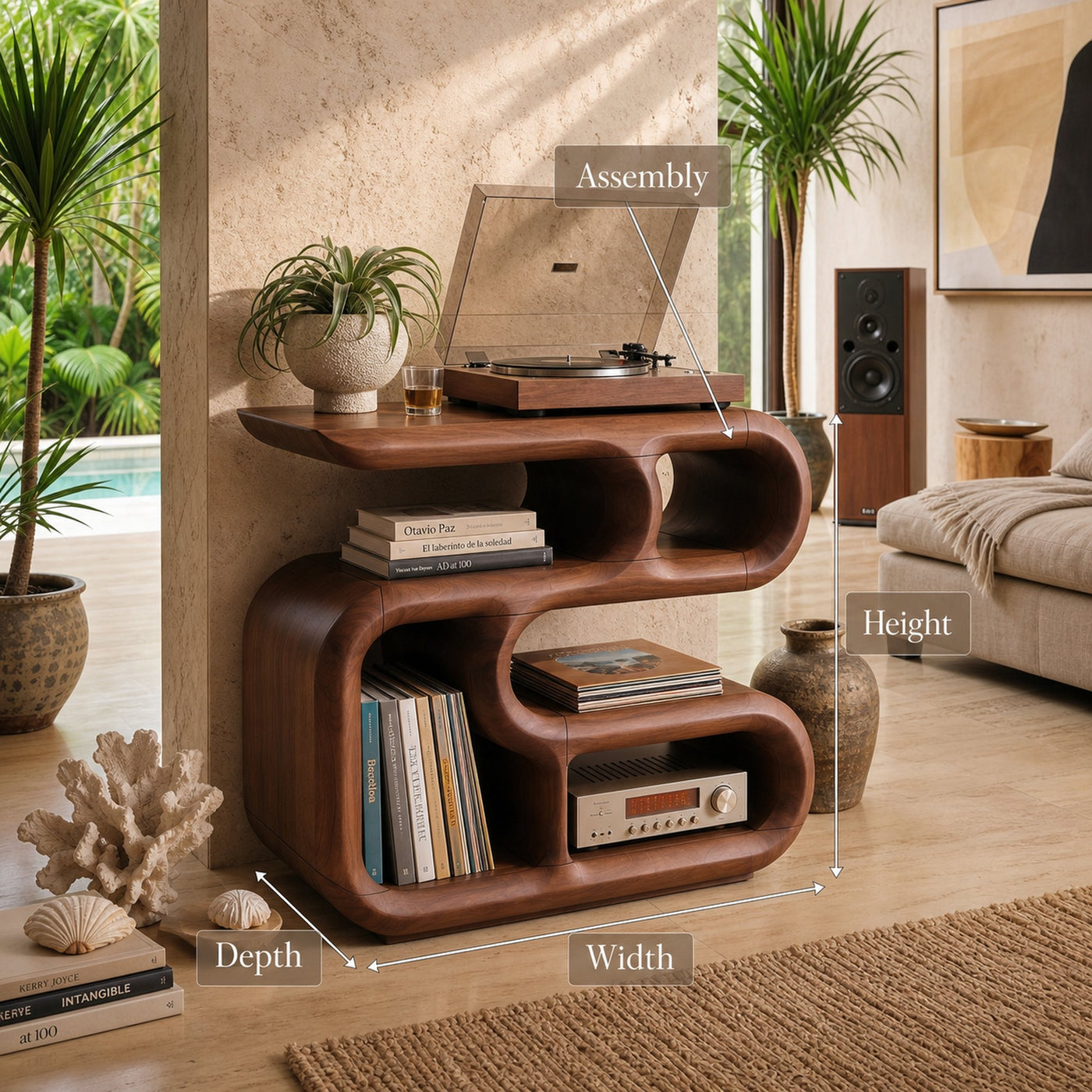 Minimalist Record Player Cabinet For Apartment Living Space - product view 8