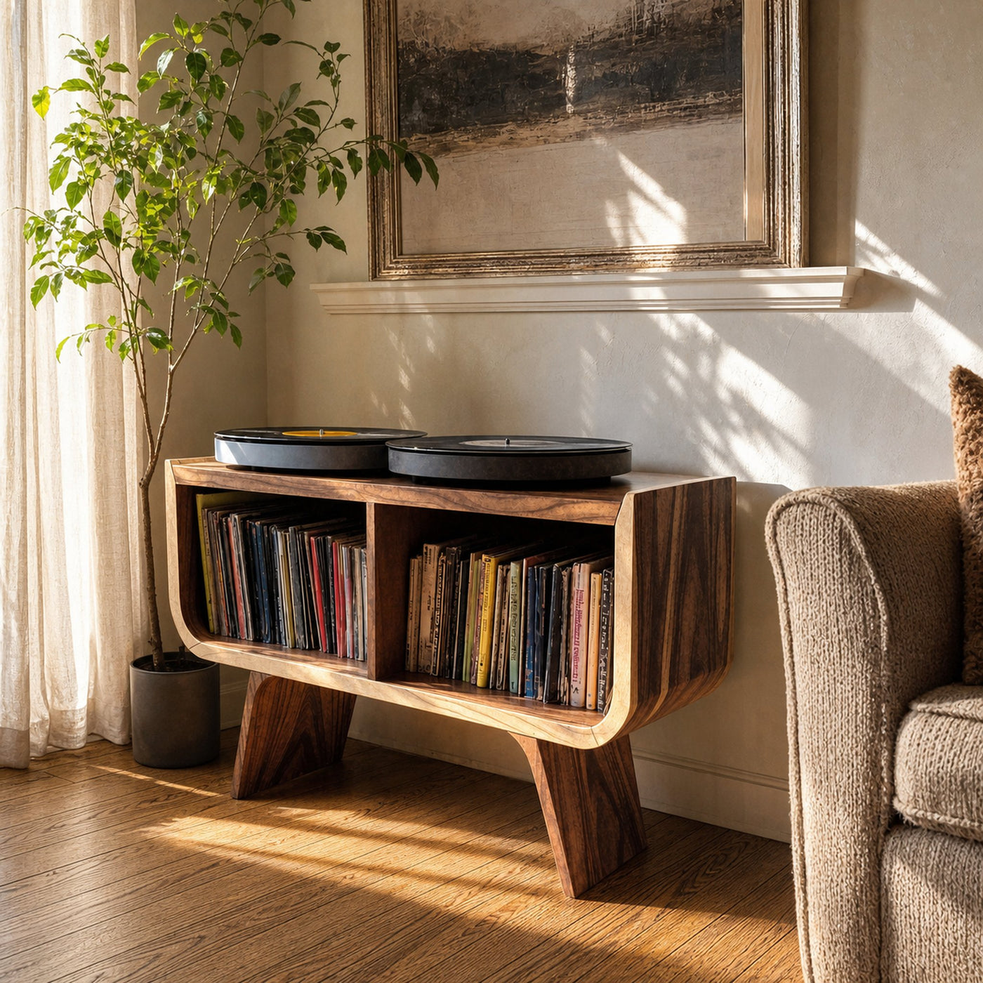 Minimalist Record Player Stand For Living Room, Bedroom, Office - product view 2