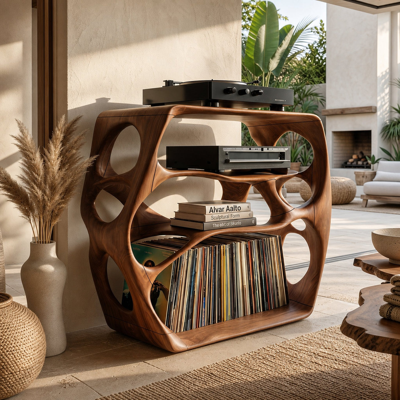 Minimalist Record Stand For Music Studio Interior Area
