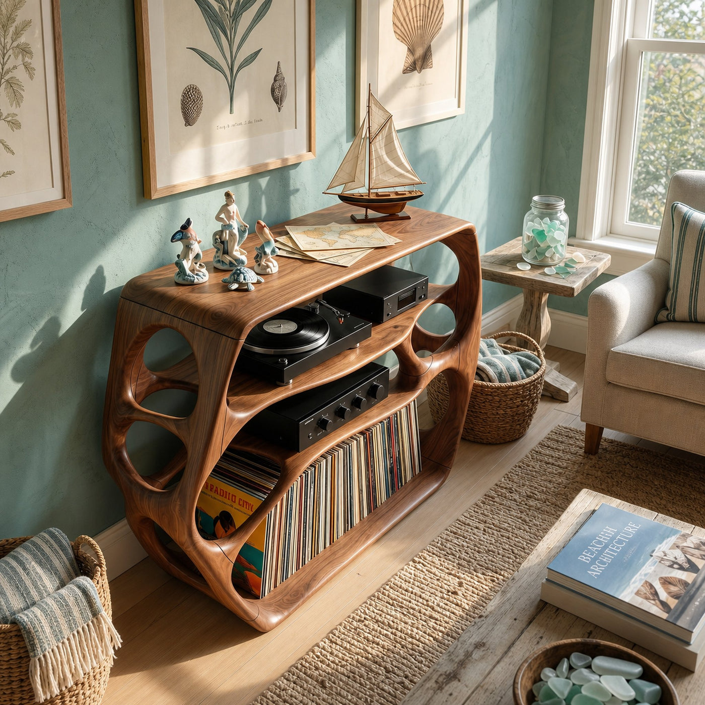 Minimalist Record Stand For Music Studio Interior Area - product view 2