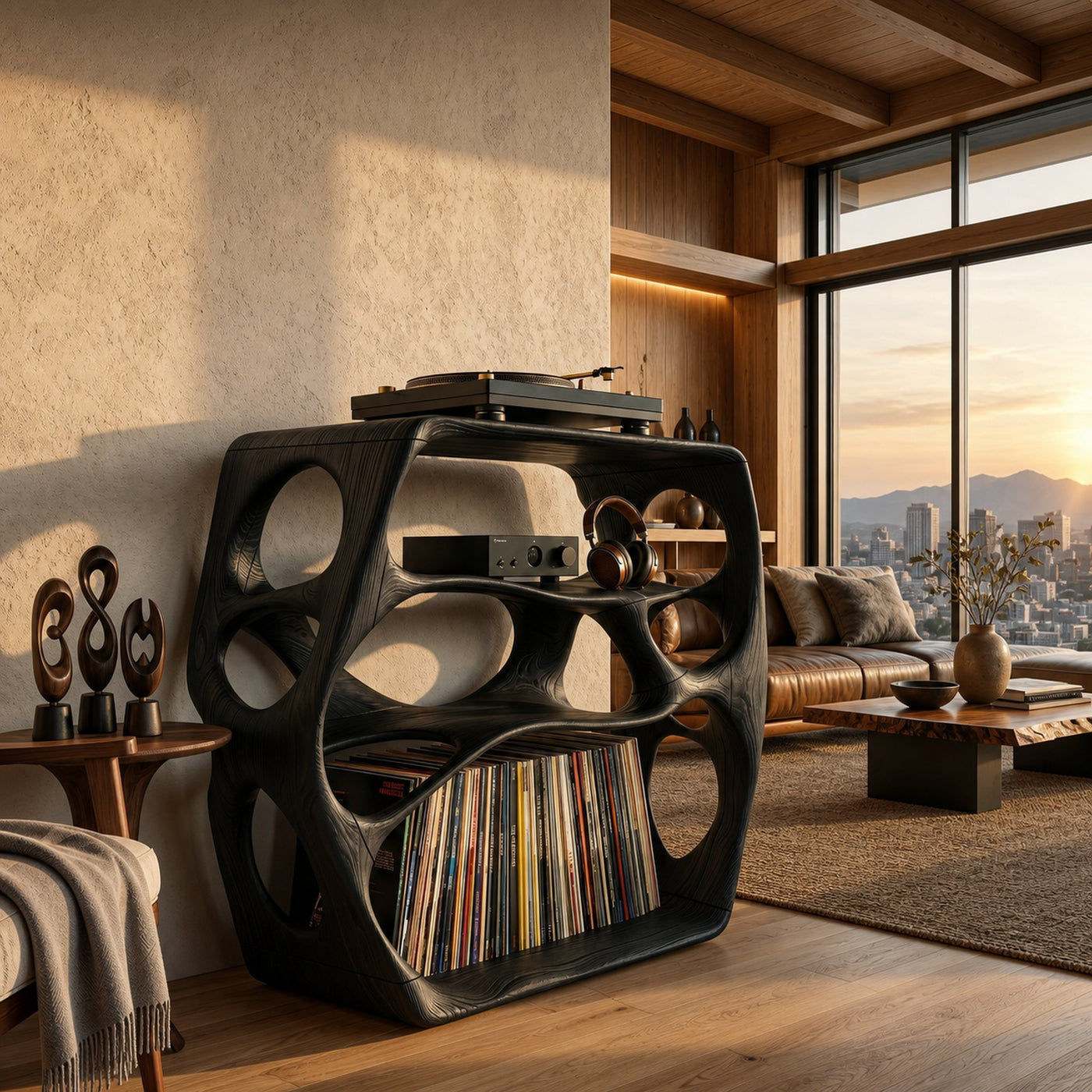 Minimalist Record Stand For Music Studio Interior Area - product view 4