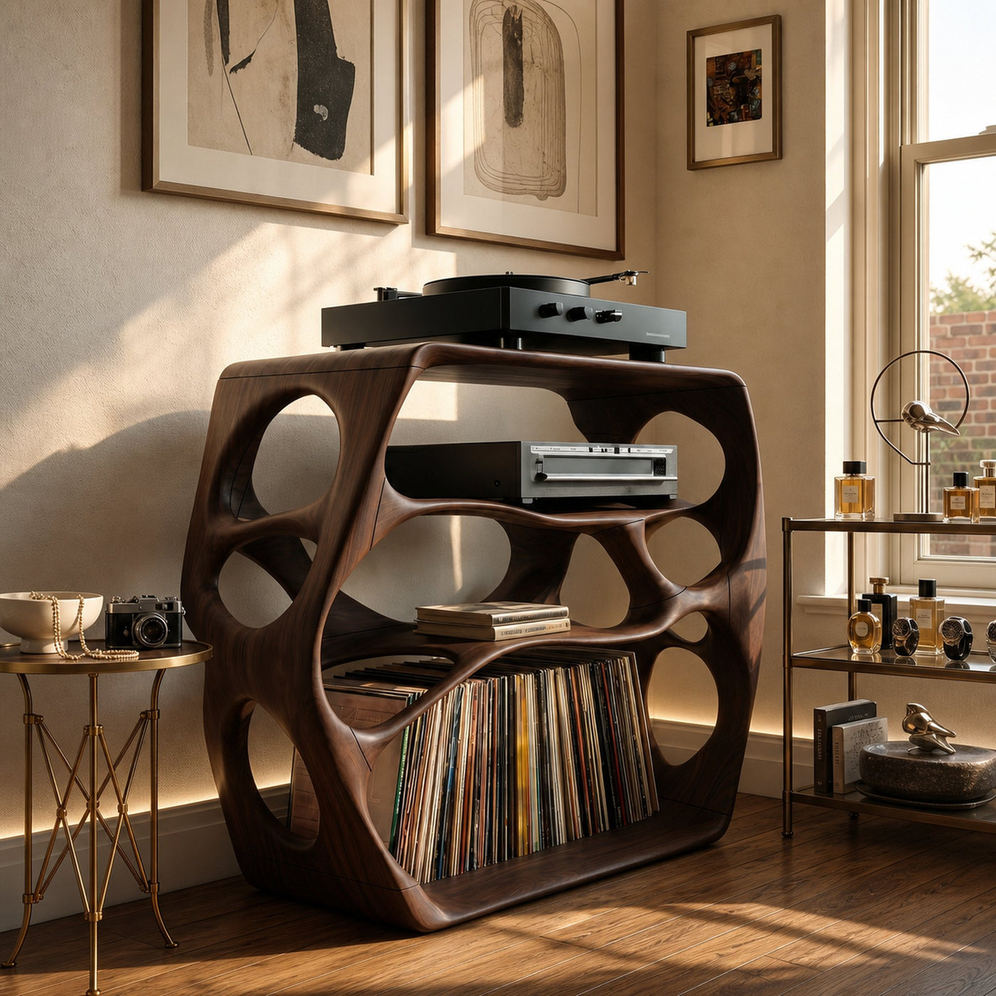 Minimalist Record Stand For Music Studio Interior Area - product view 7