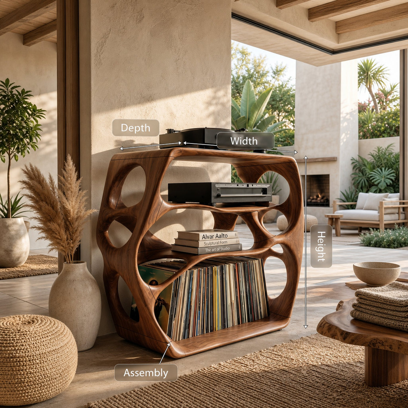 Minimalist Record Stand For Music Studio Interior Area - product view 8