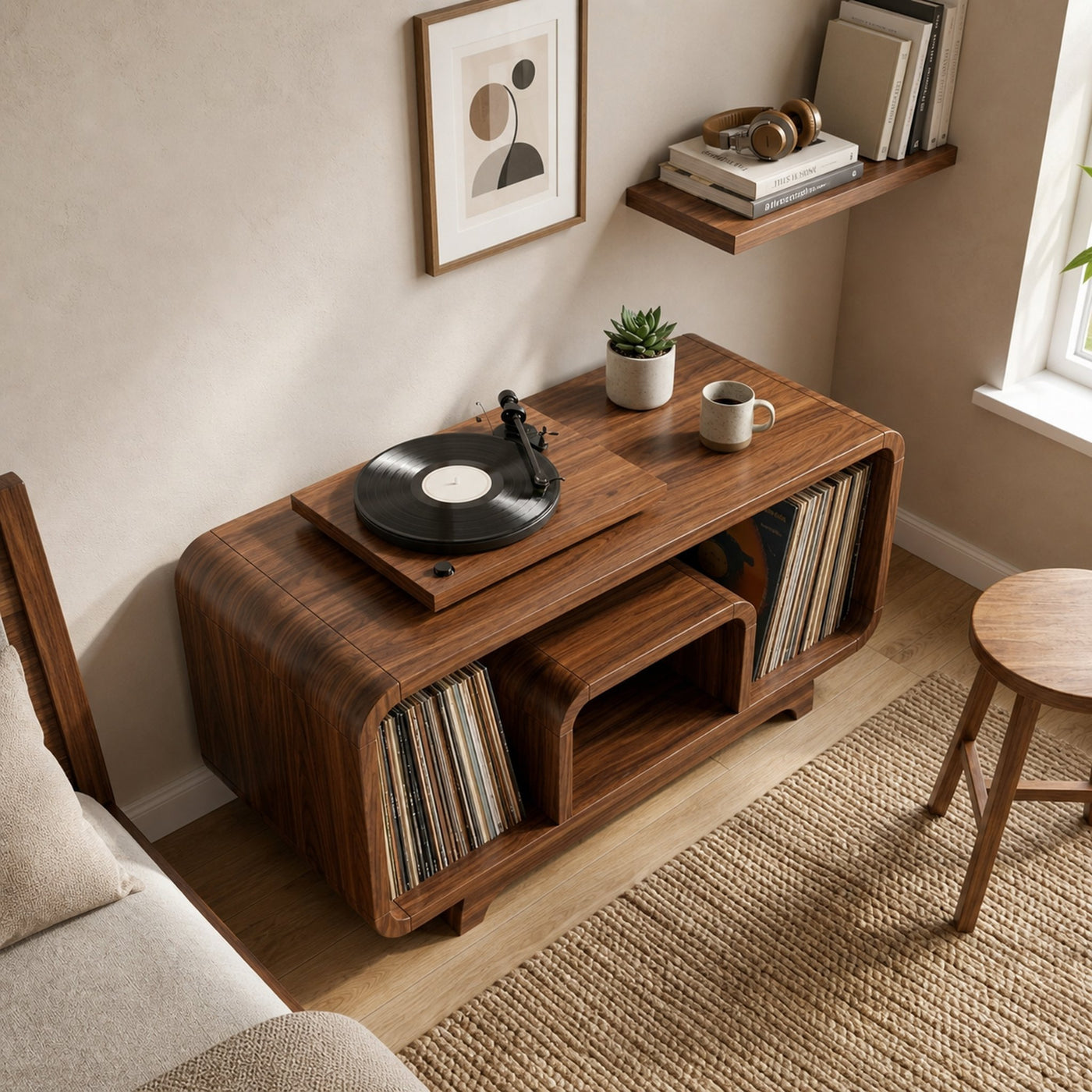 Minimalist Record Storage Stand For Lounge - product view 2
