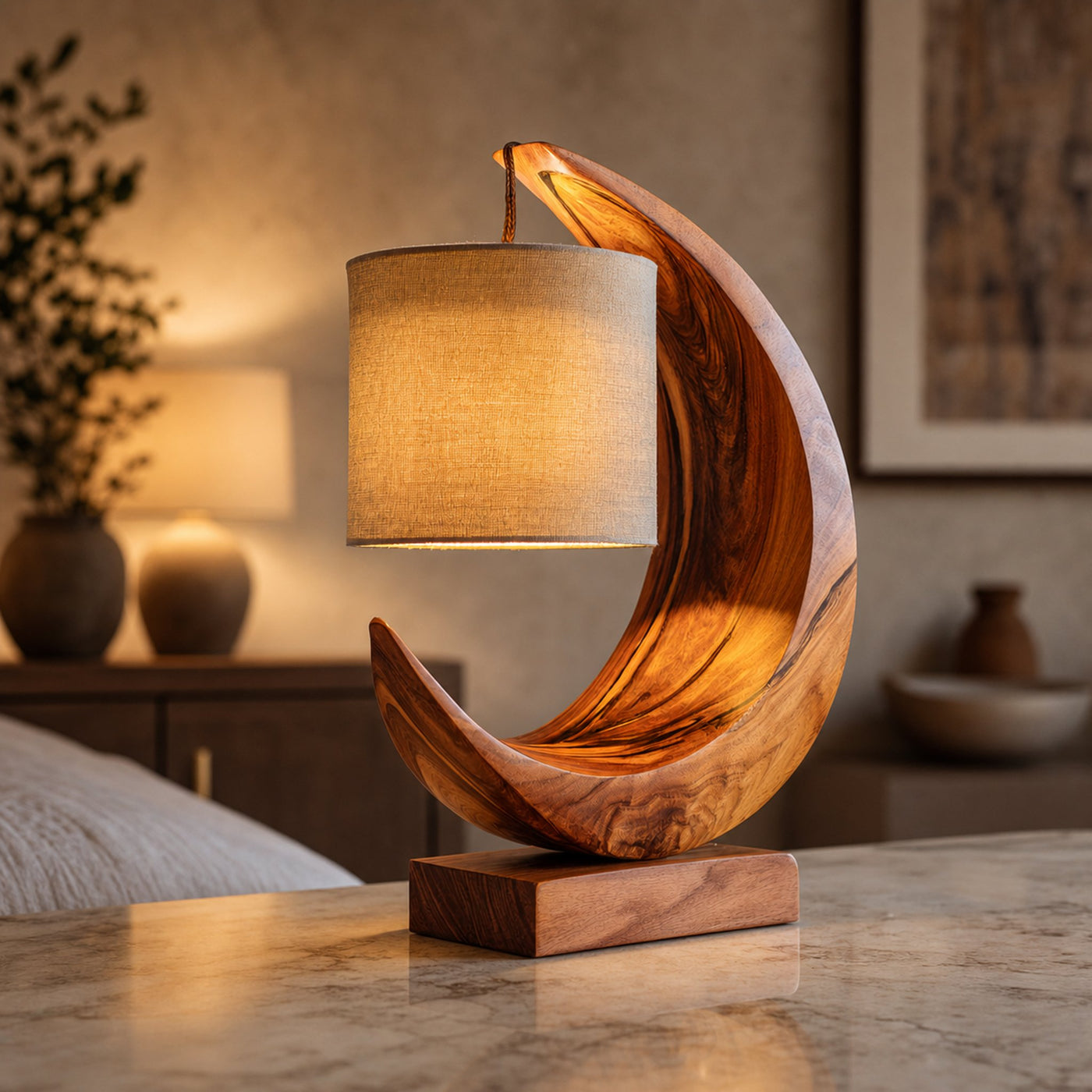 Minimalist Sculptural Table Lamp Bedroom Apartment Reading Nook Corner