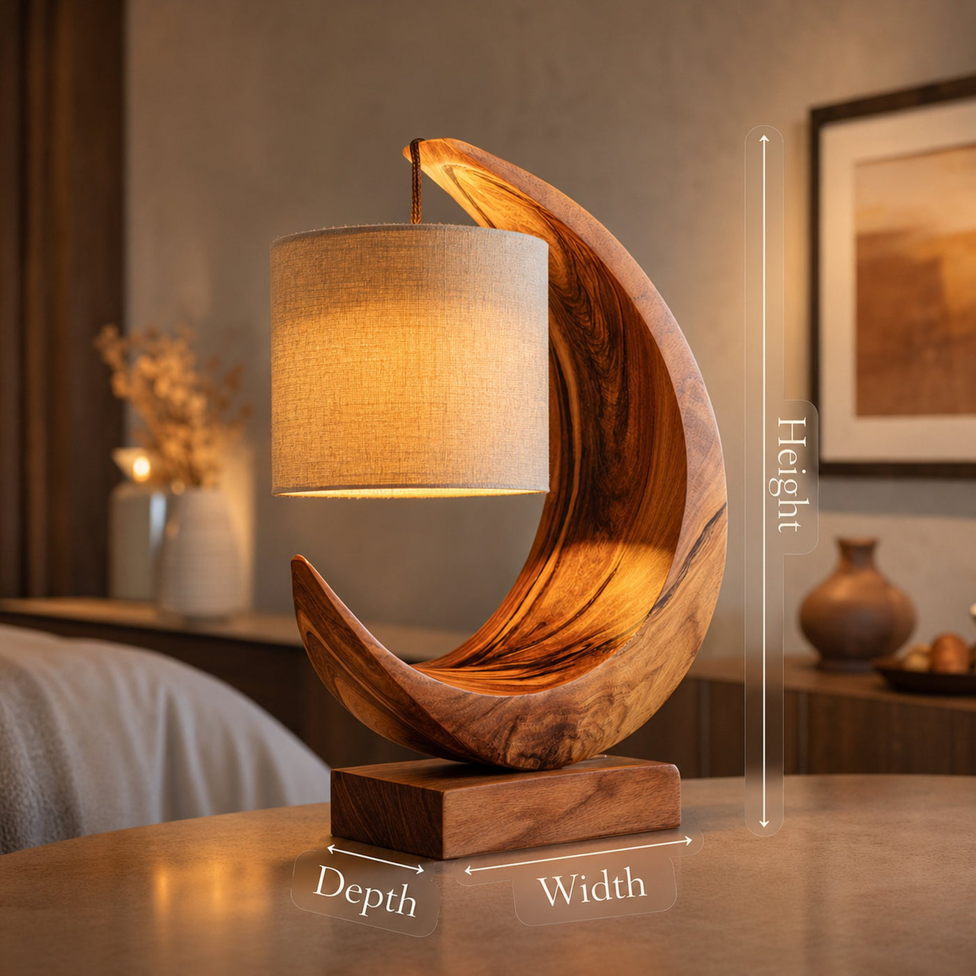 Minimalist Sculptural Table Lamp Bedroom Apartment Reading Nook Corner - product view 8