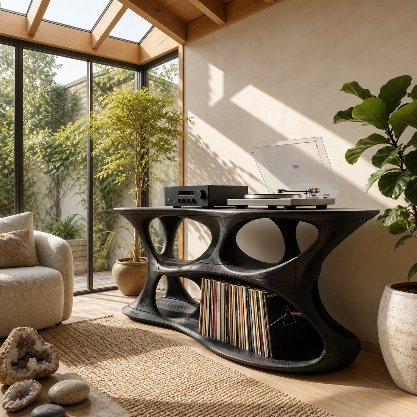 Minimalist Vinyl Storage Stand For Studio Living Space - product view 4