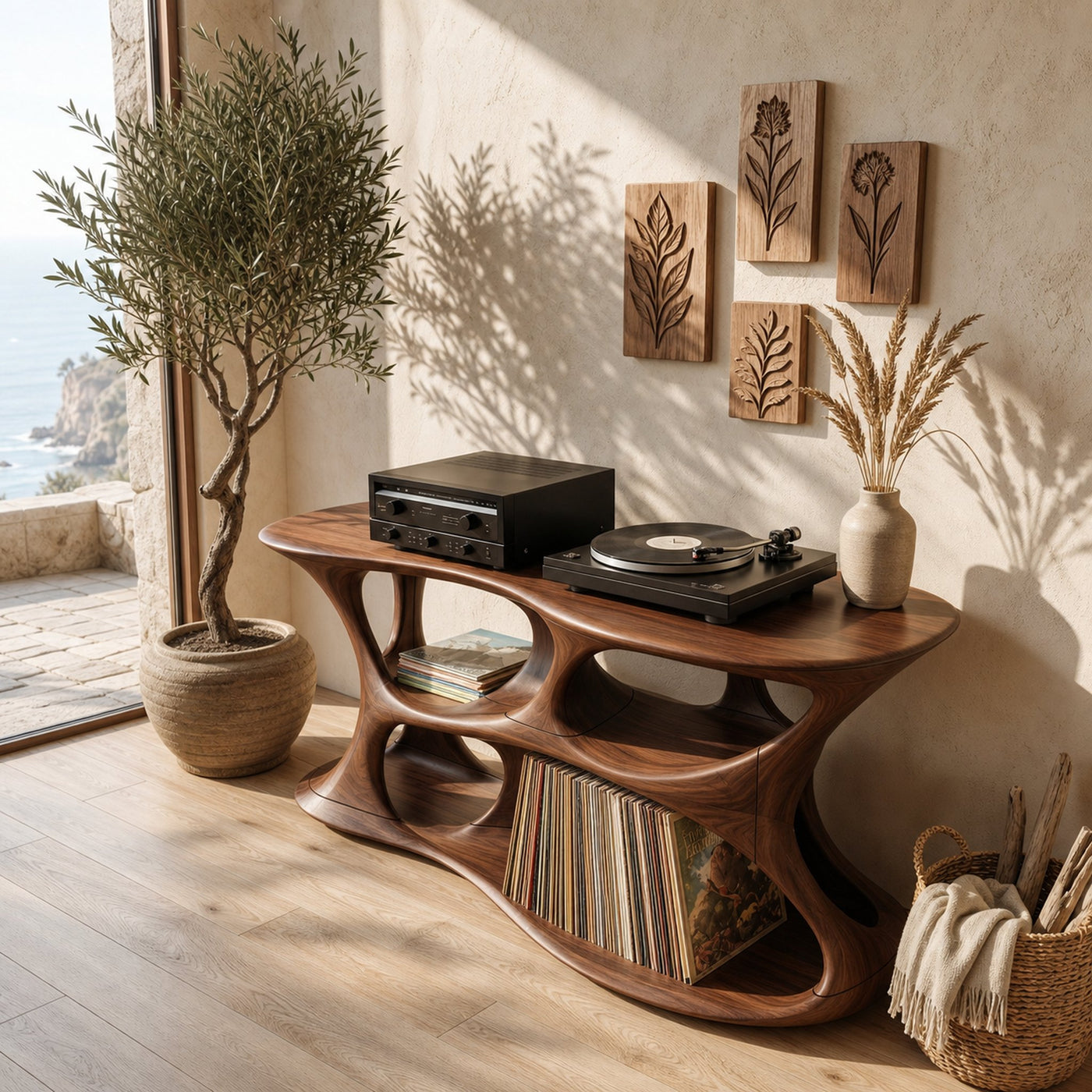 Minimalist Vinyl Storage Stand For Studio Living Space - product view 7