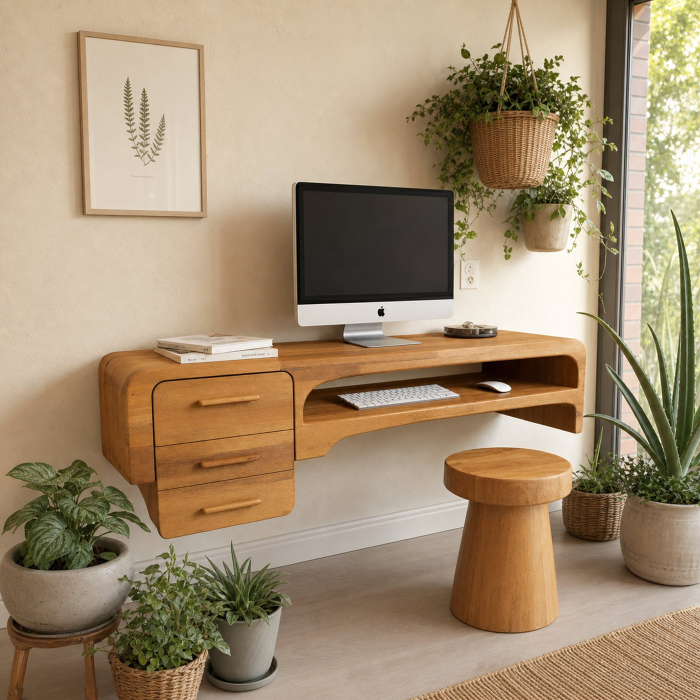 Minimalist Wall Mounted Desk With Drawers Floating Workstation For Bedroom And Office - product view 5