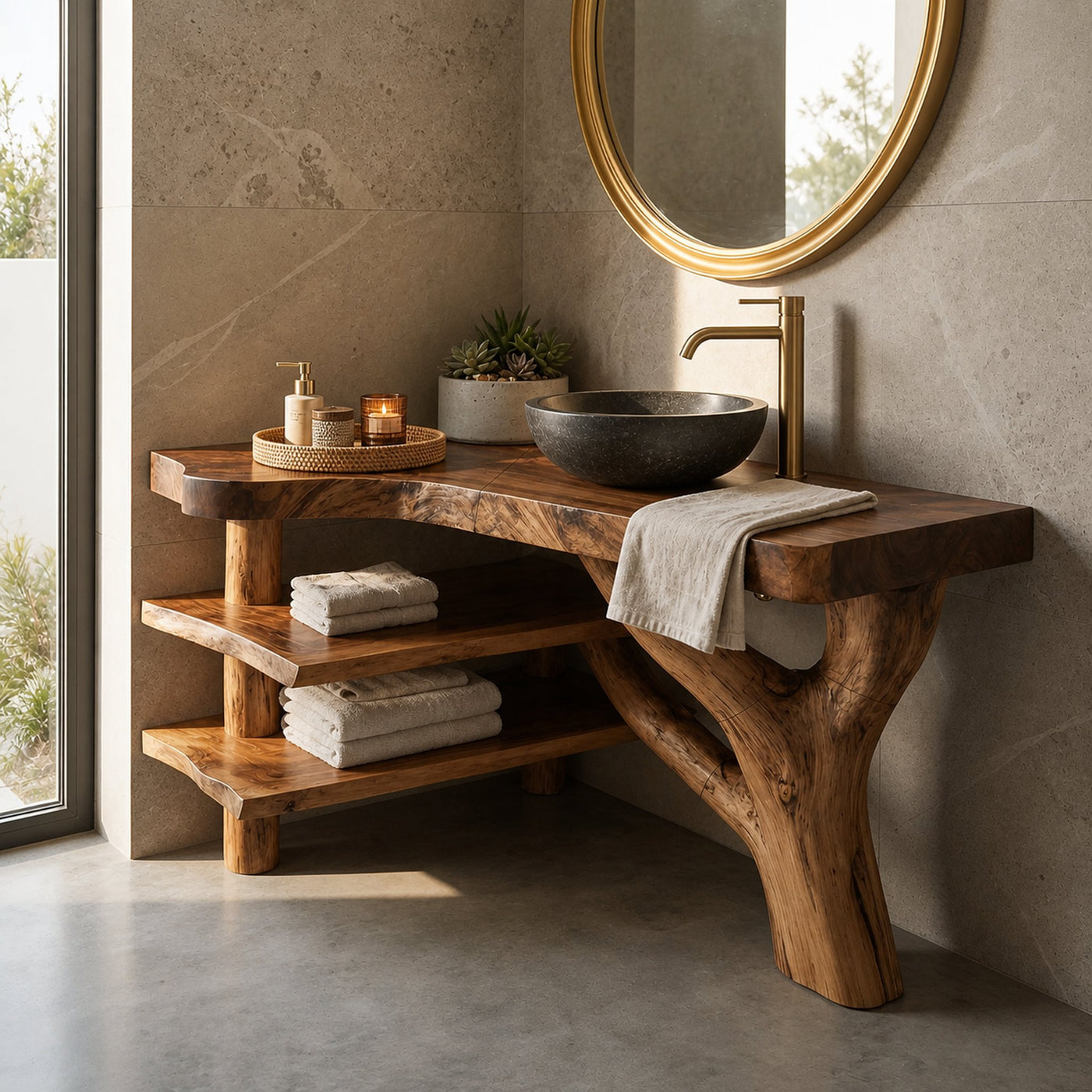 Minimalist Wood Bathroom Vanity For Compact Bathroom - product view 3