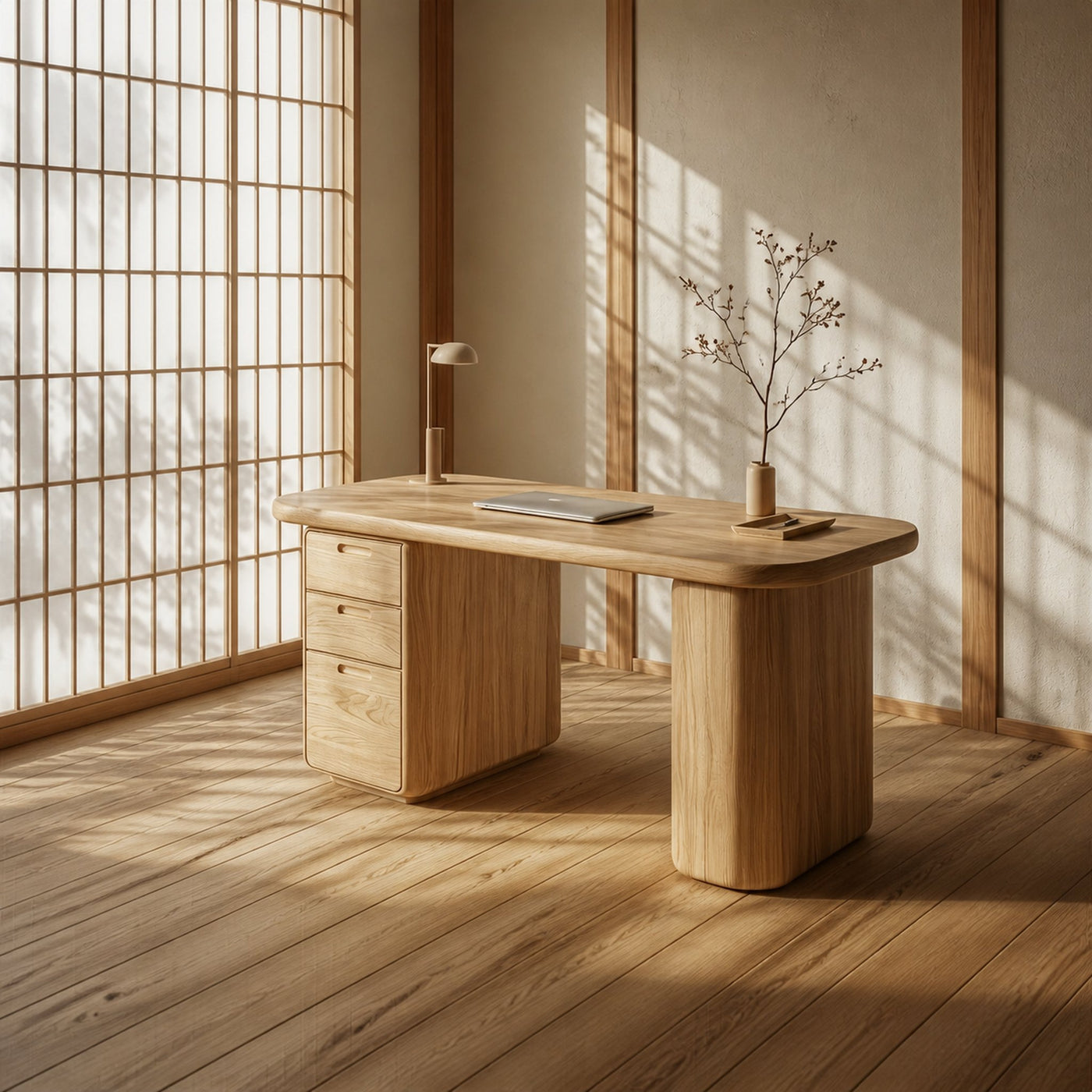 Minimalist Wooden Desk With Storage For Home Office And Bedroom - product view 2