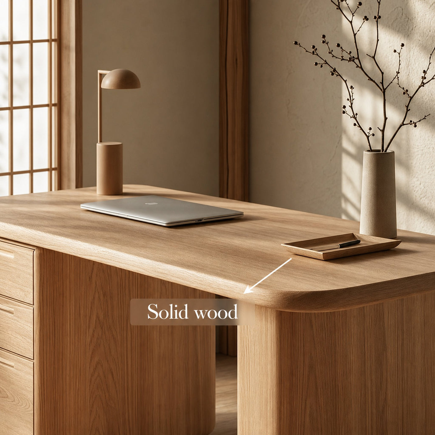 Minimalist Wooden Desk With Storage For Home Office And Bedroom - product view 4