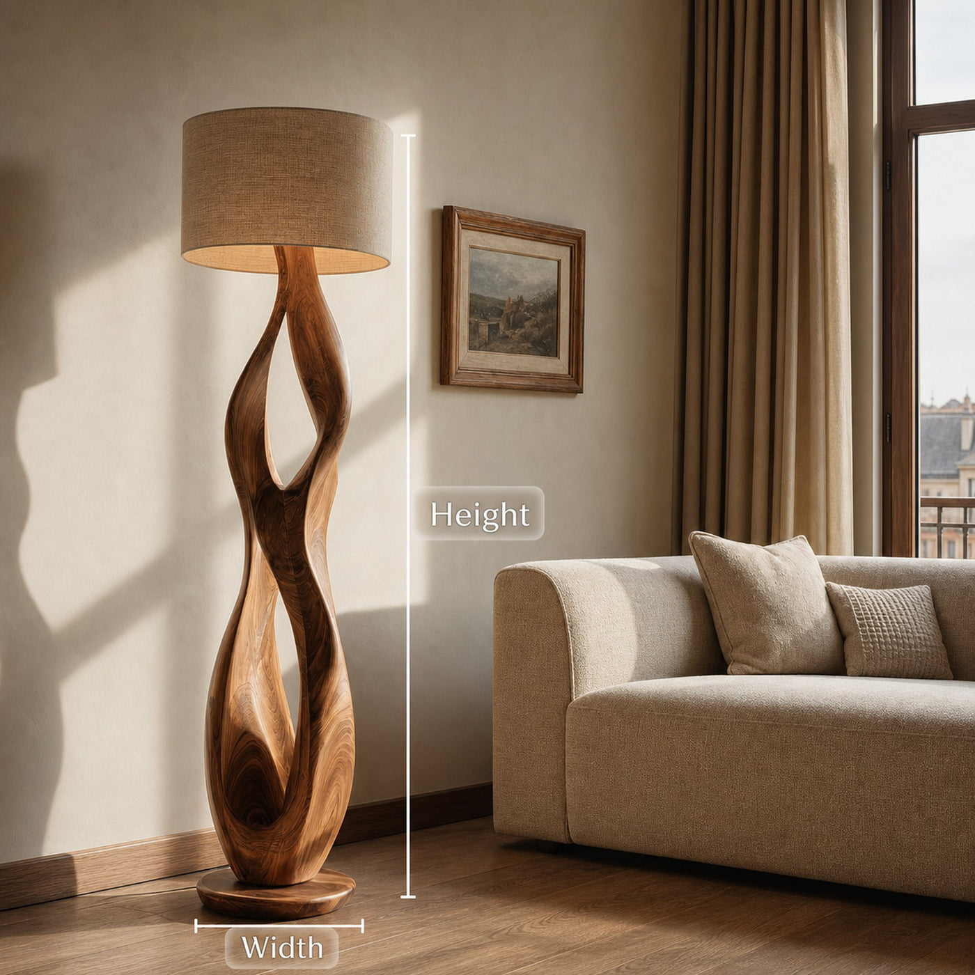 Minimalist Wooden Lamp With Drum Shade For Bedroom - product view 7