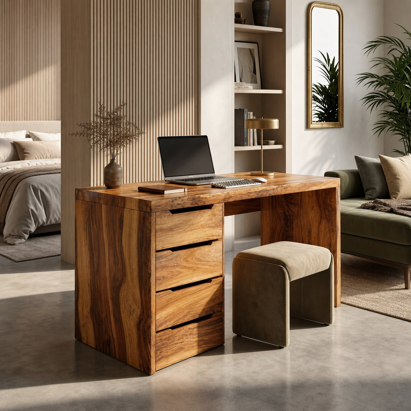 Minimalist Work Desk With Metal X Legs For Studio Room