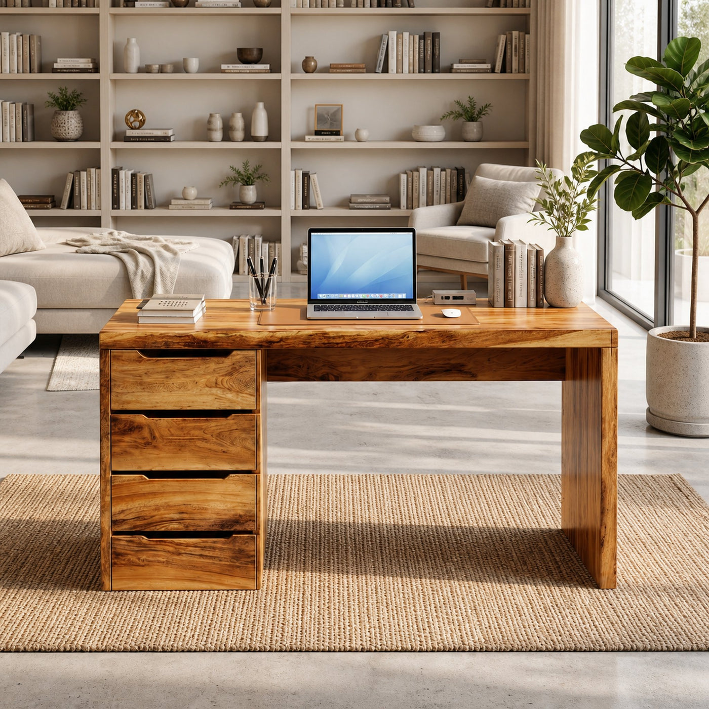 Minimalist Work Desk With Metal X Legs For Studio Room - product view 3