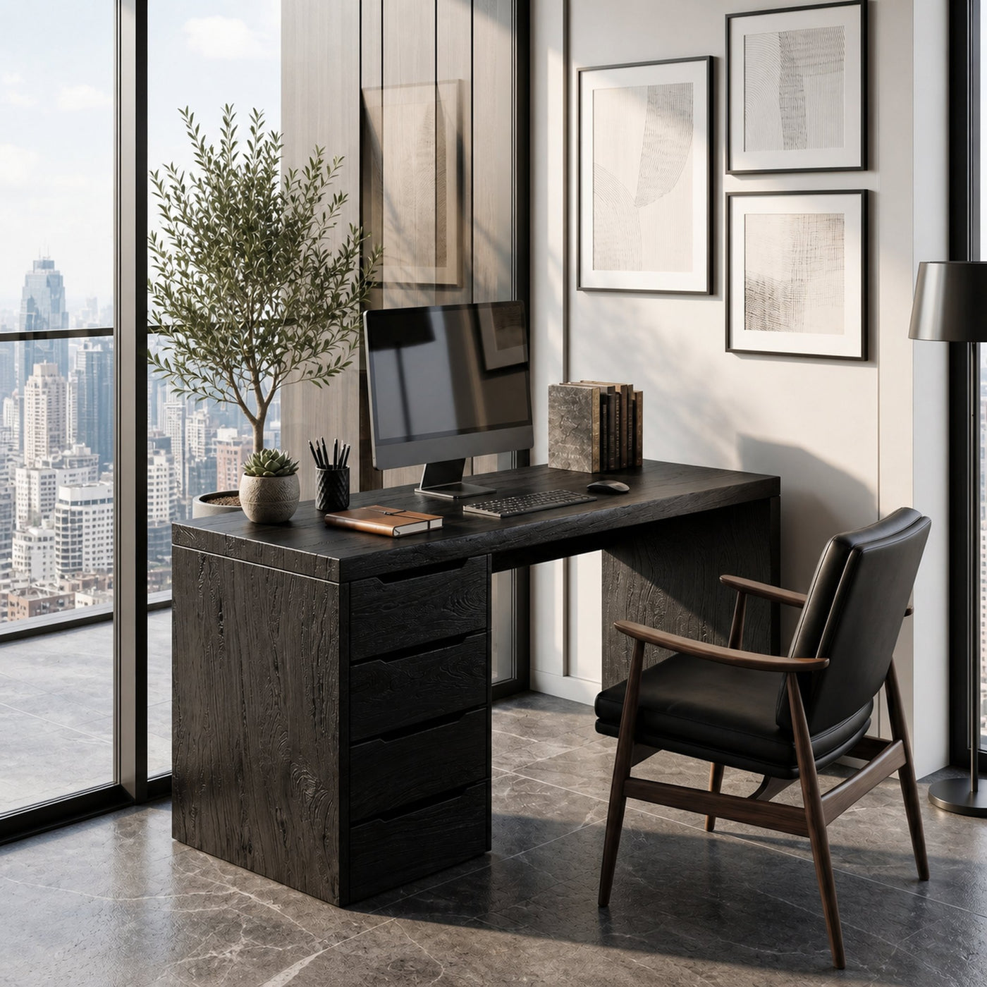 Minimalist Work Desk With Metal X Legs For Studio Room - product view 4