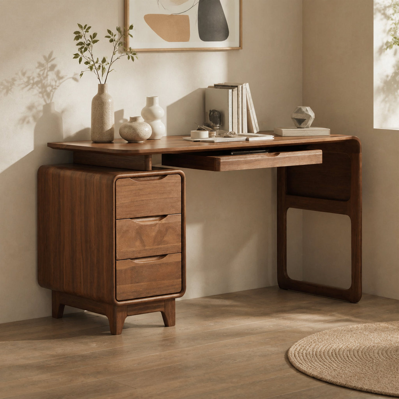 Minimalist Writing Desk With Drawers For Home Office