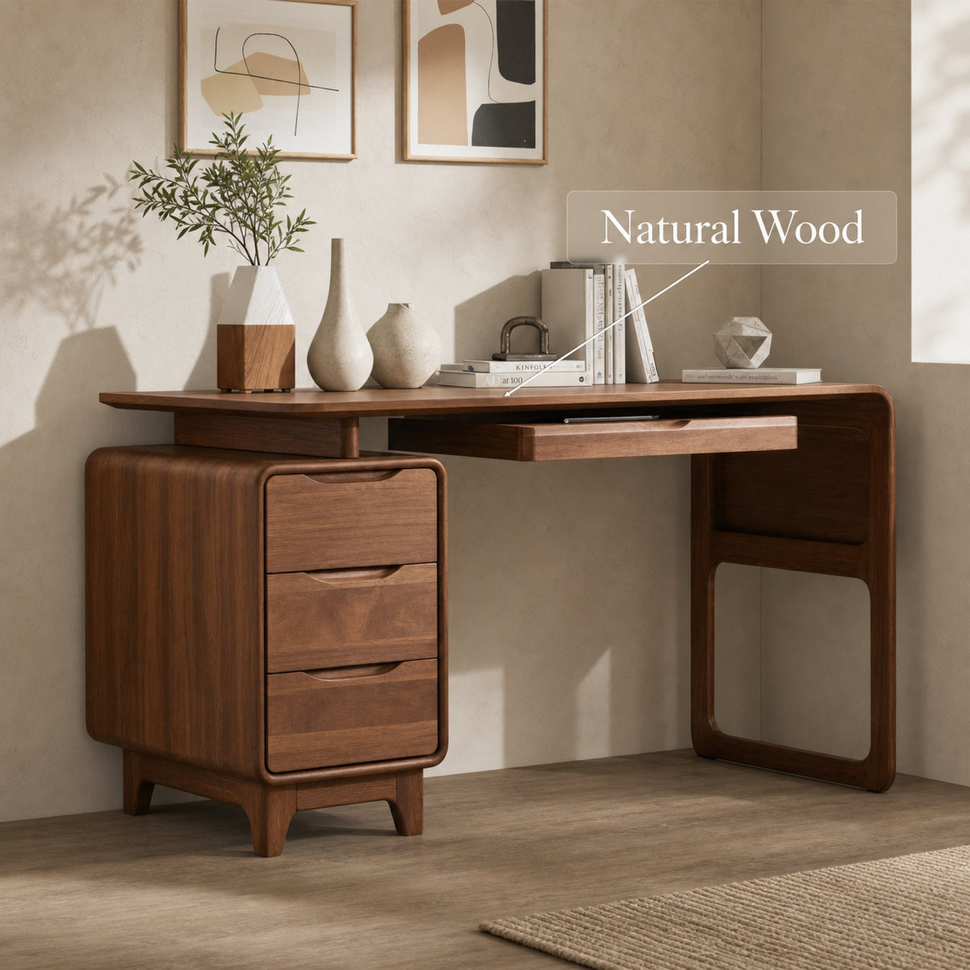 Minimalist Writing Desk With Drawers For Home Office - product view 4