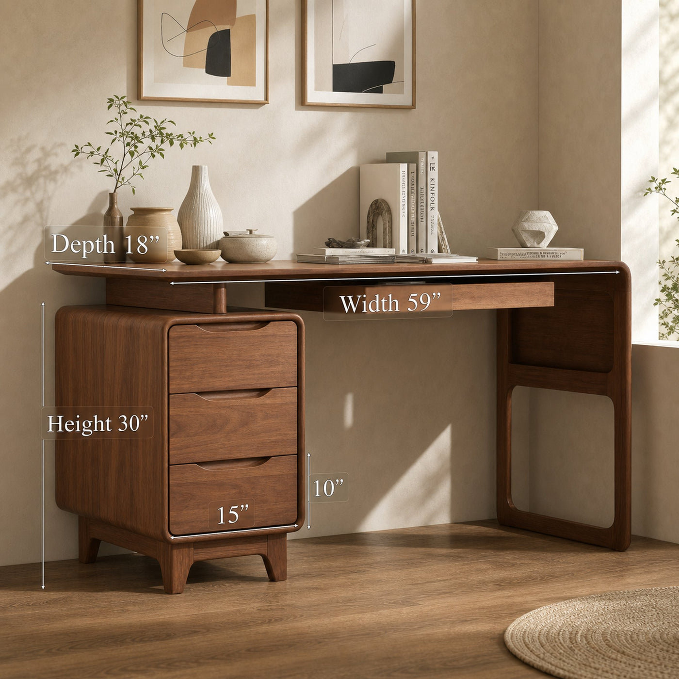 Minimalist Writing Desk With Drawers For Home Office - product view 6