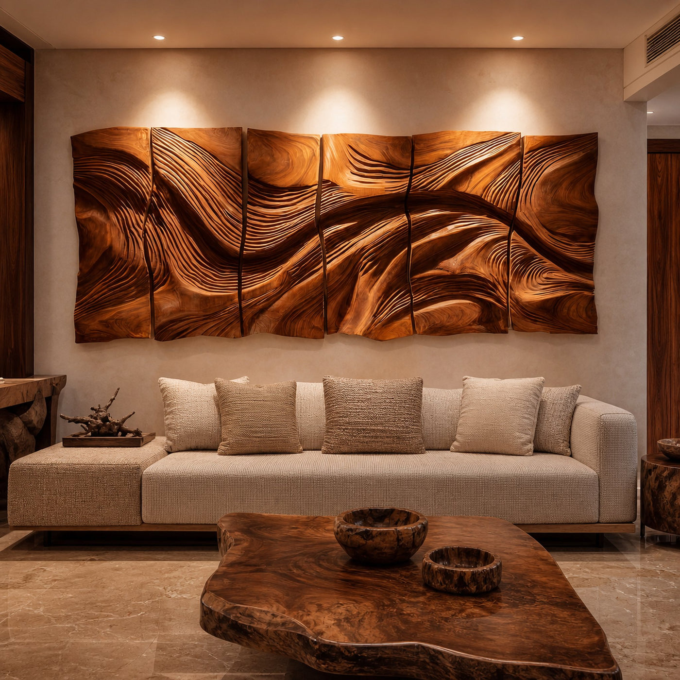 Modern Abstract Carved Wood Wall Art Living Room Wall Decor