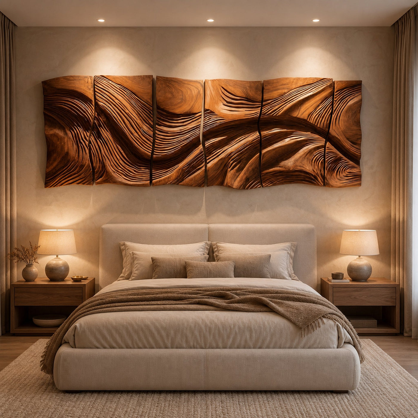 Modern Abstract Carved Wood Wall Art Living Room Wall Decor - product view 2