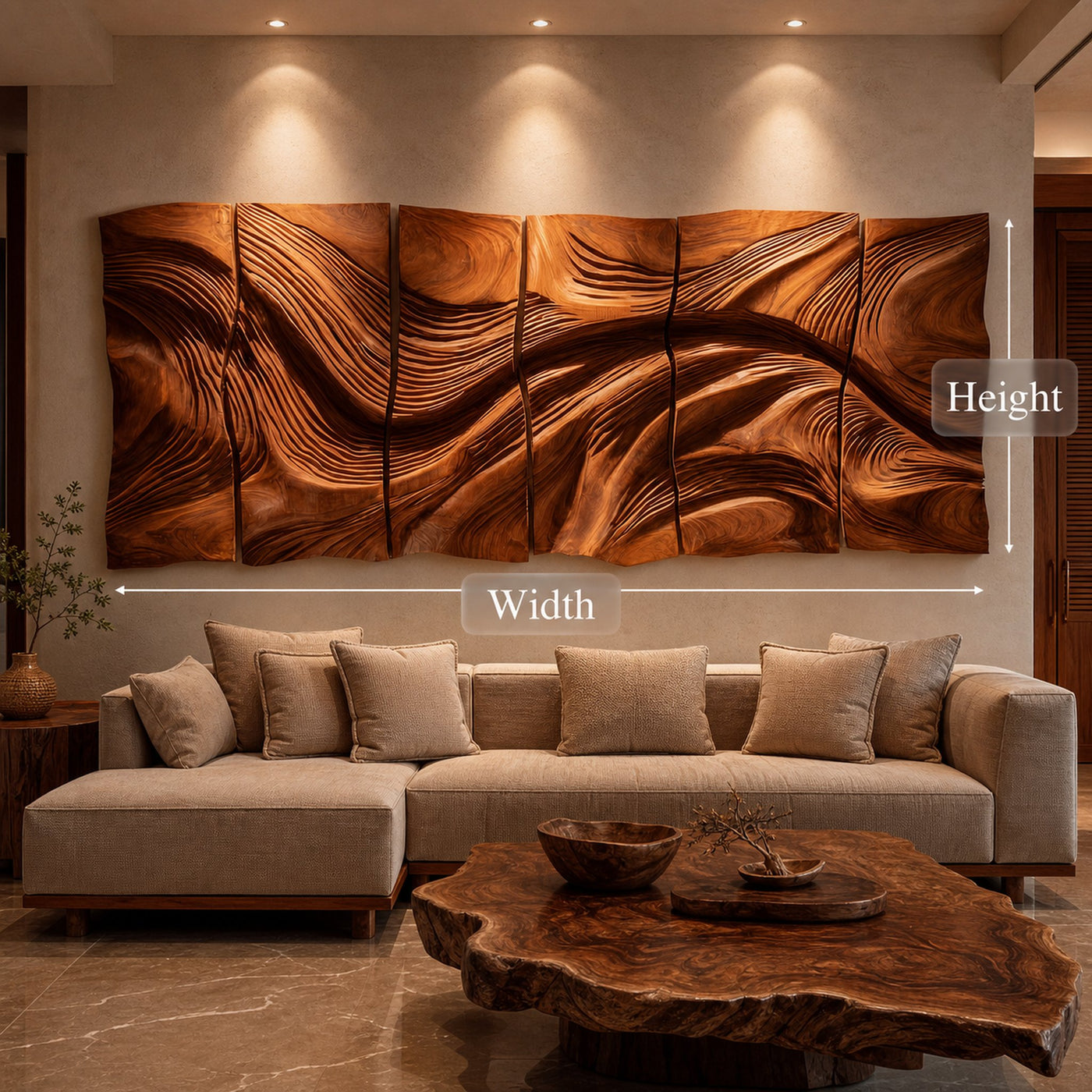 Modern Abstract Carved Wood Wall Art Living Room Wall Decor - product view 6