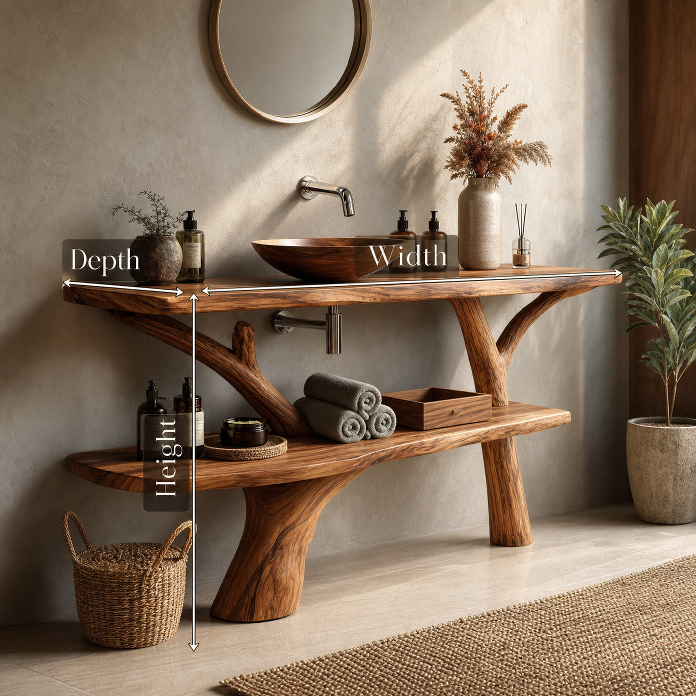 Modern Bathroom Vanity Solid Wood With Open Shelf For Minimal Bath - product view 6