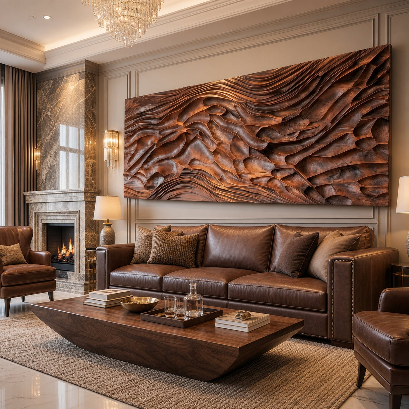 Modern Carved Wood Wall Art Living Room And Lounge