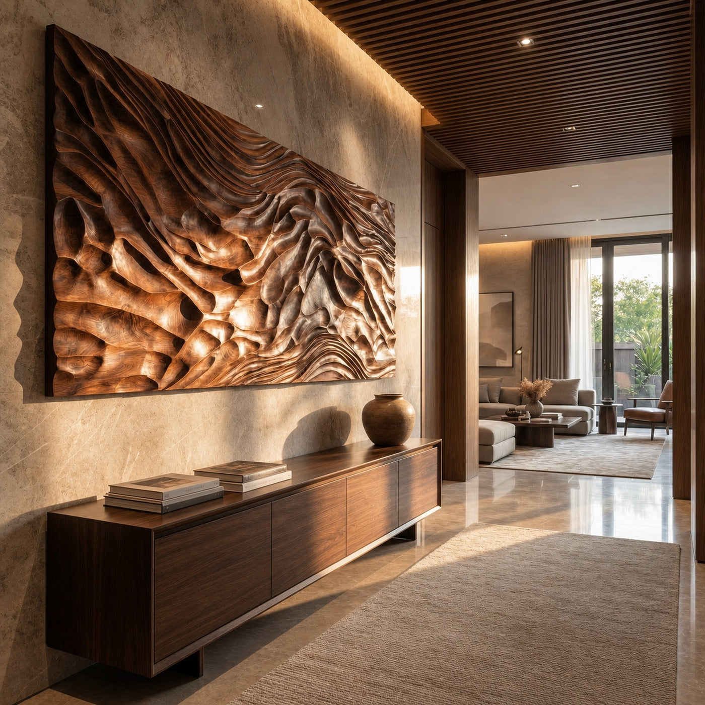 Modern Carved Wood Wall Art Living Room And Lounge - product view 3