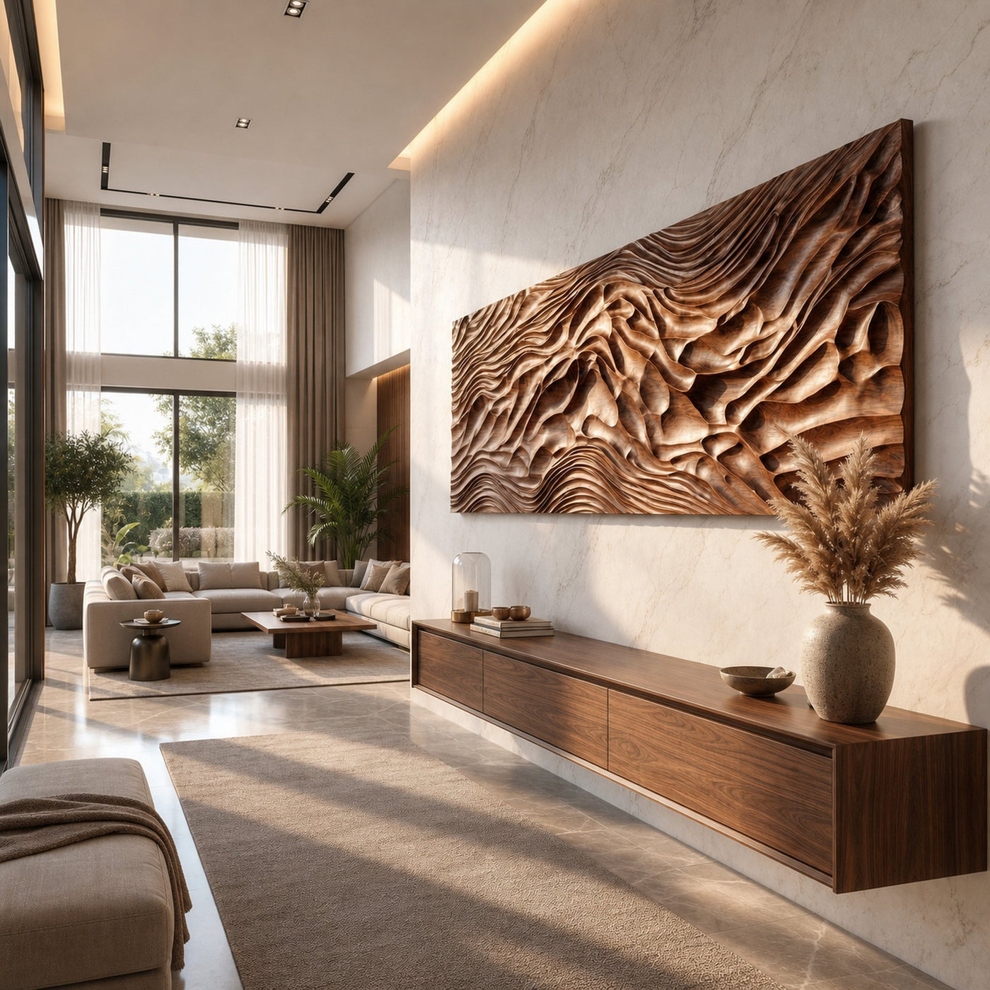 Modern Carved Wood Wall Art Living Room And Lounge - product view 4