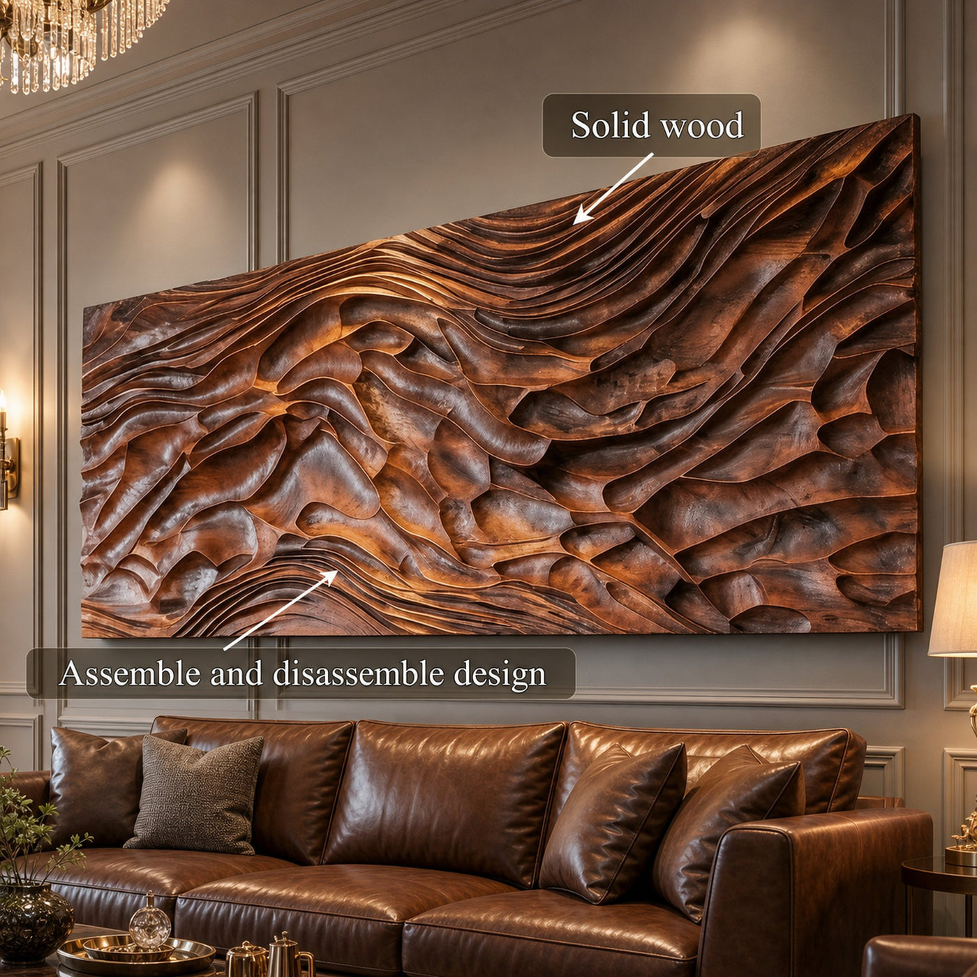 Modern Carved Wood Wall Art Living Room And Lounge - product view 5