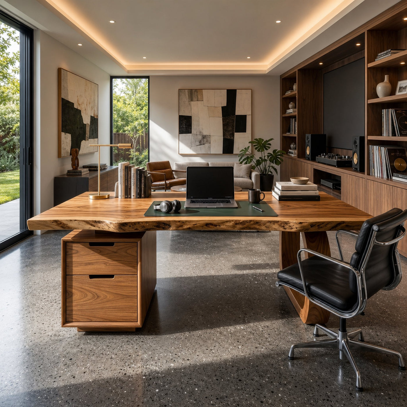 Modern Computer Desk With File Cabinet For Garden View Office - product view 3