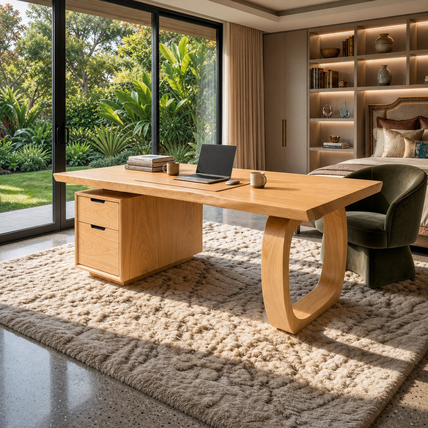 Modern Computer Desk With File Cabinet For Garden View Office - product view 5