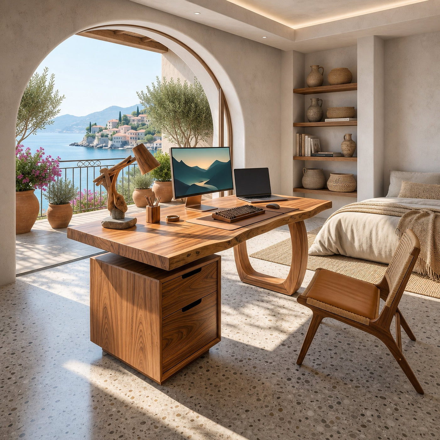 Modern Computer Desk With File Cabinet For Garden View Office - product view 6
