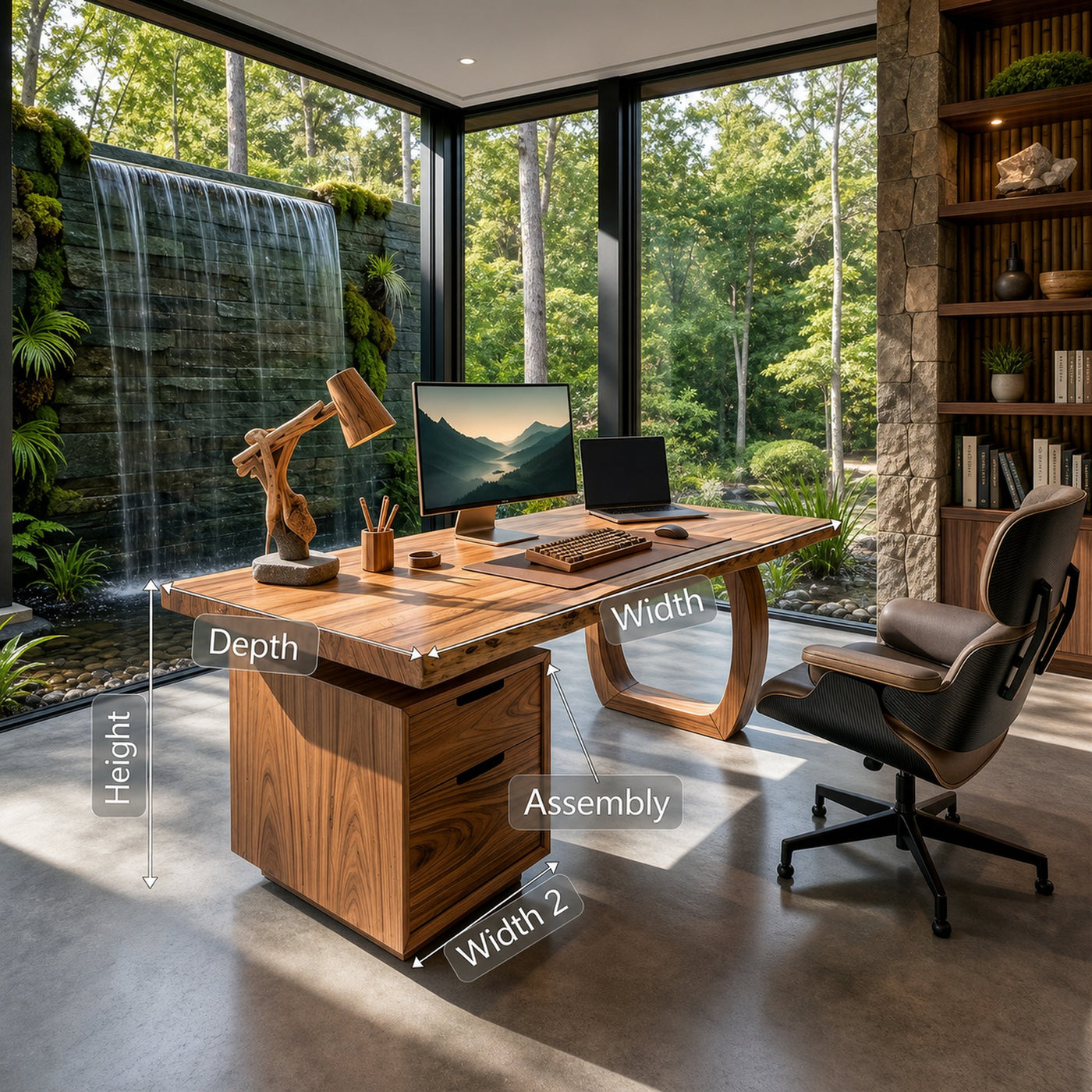 Modern Computer Desk With File Cabinet For Garden View Office - product view 8