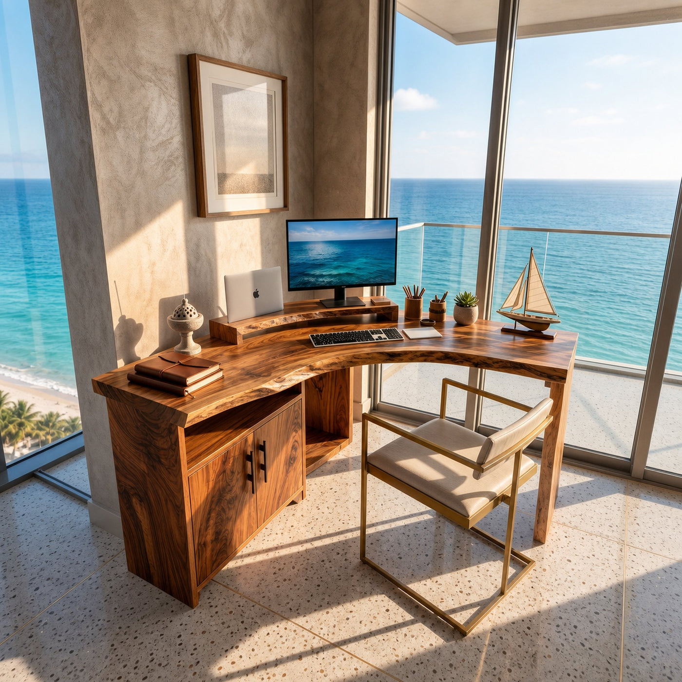 Modern Corner Desk With Cabinet Storage For Creative Home Office - product view 2