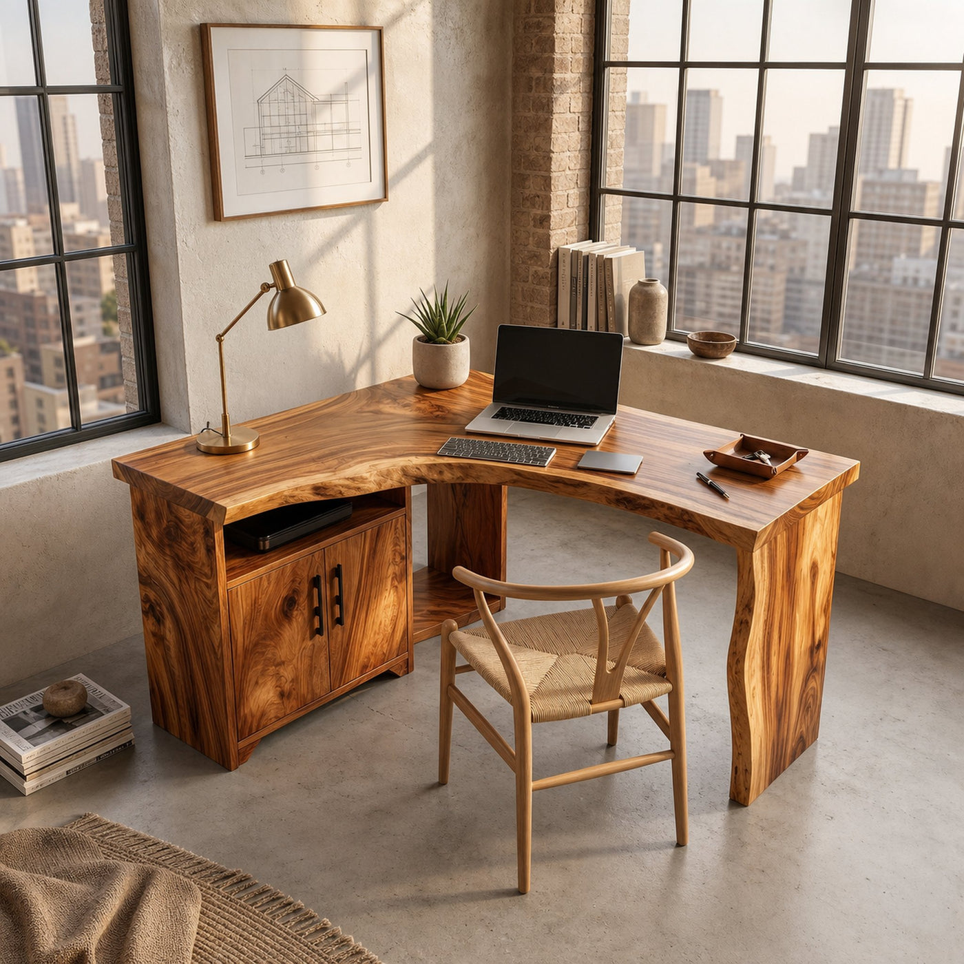 Modern Corner Desk With Cabinet Storage For Creative Home Office - product view 3