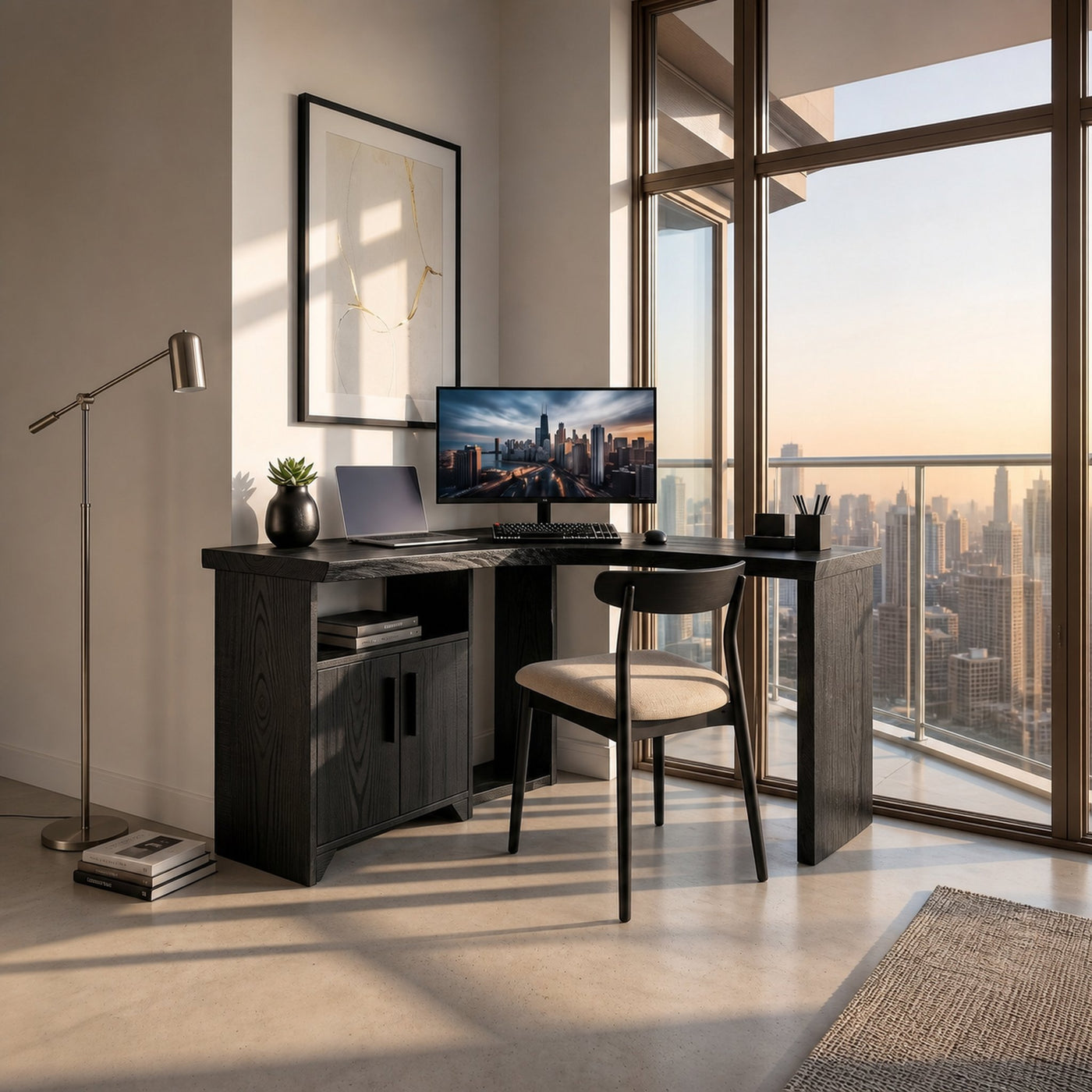 Modern Corner Desk With Cabinet Storage For Creative Home Office - product view 4
