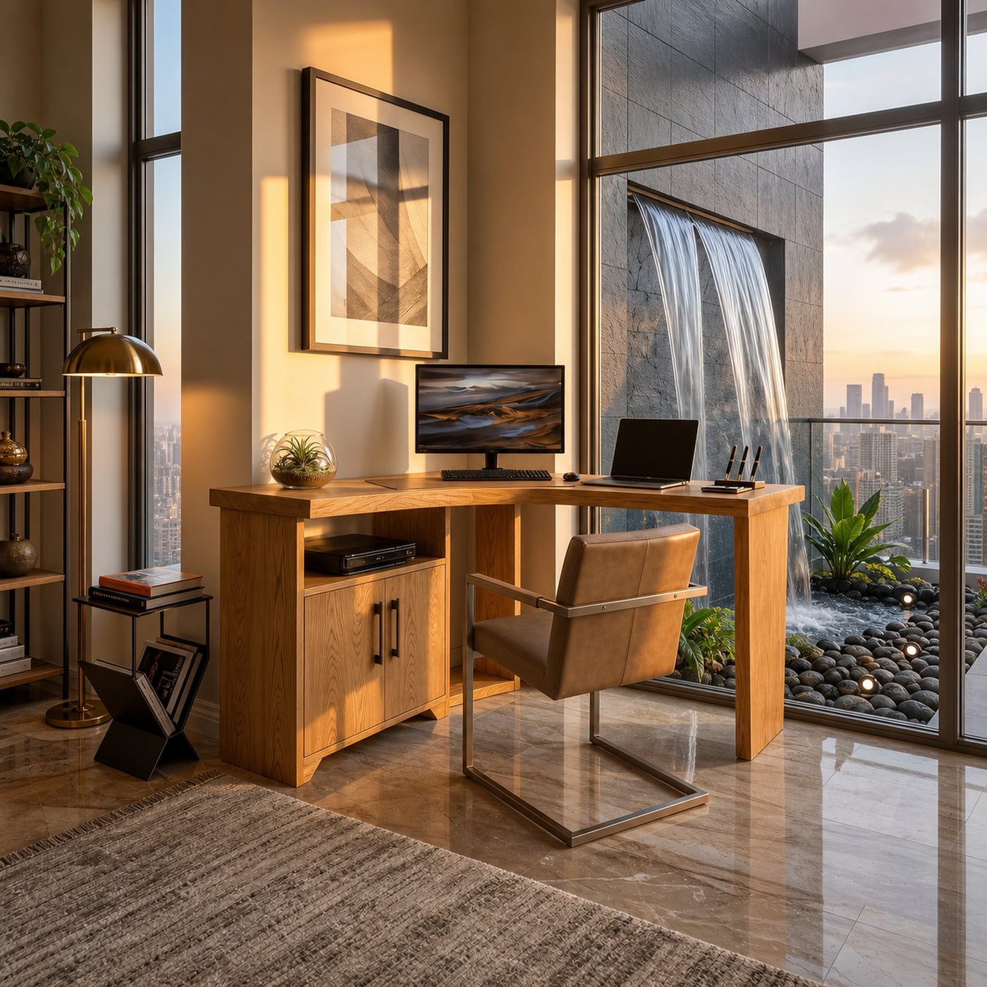 Modern Corner Desk With Cabinet Storage For Creative Home Office - product view 5